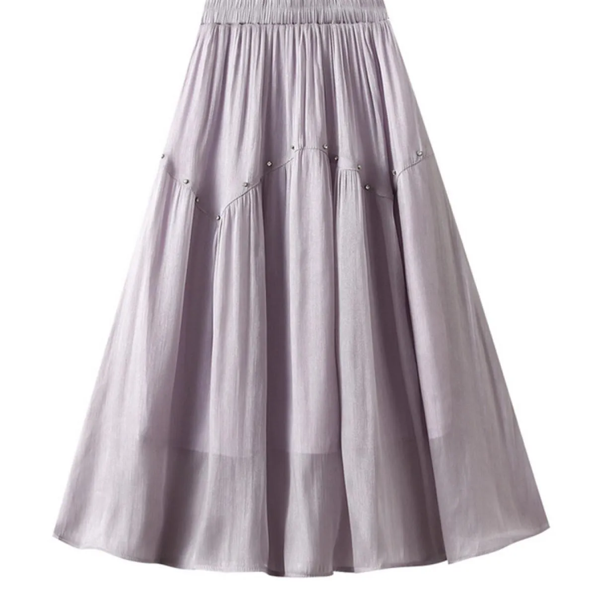 Gonna longuette setosa vintage con perline di strass Moda elastica a vita alta Gonne a pieghe nere a pieghe 2023 Estate K264