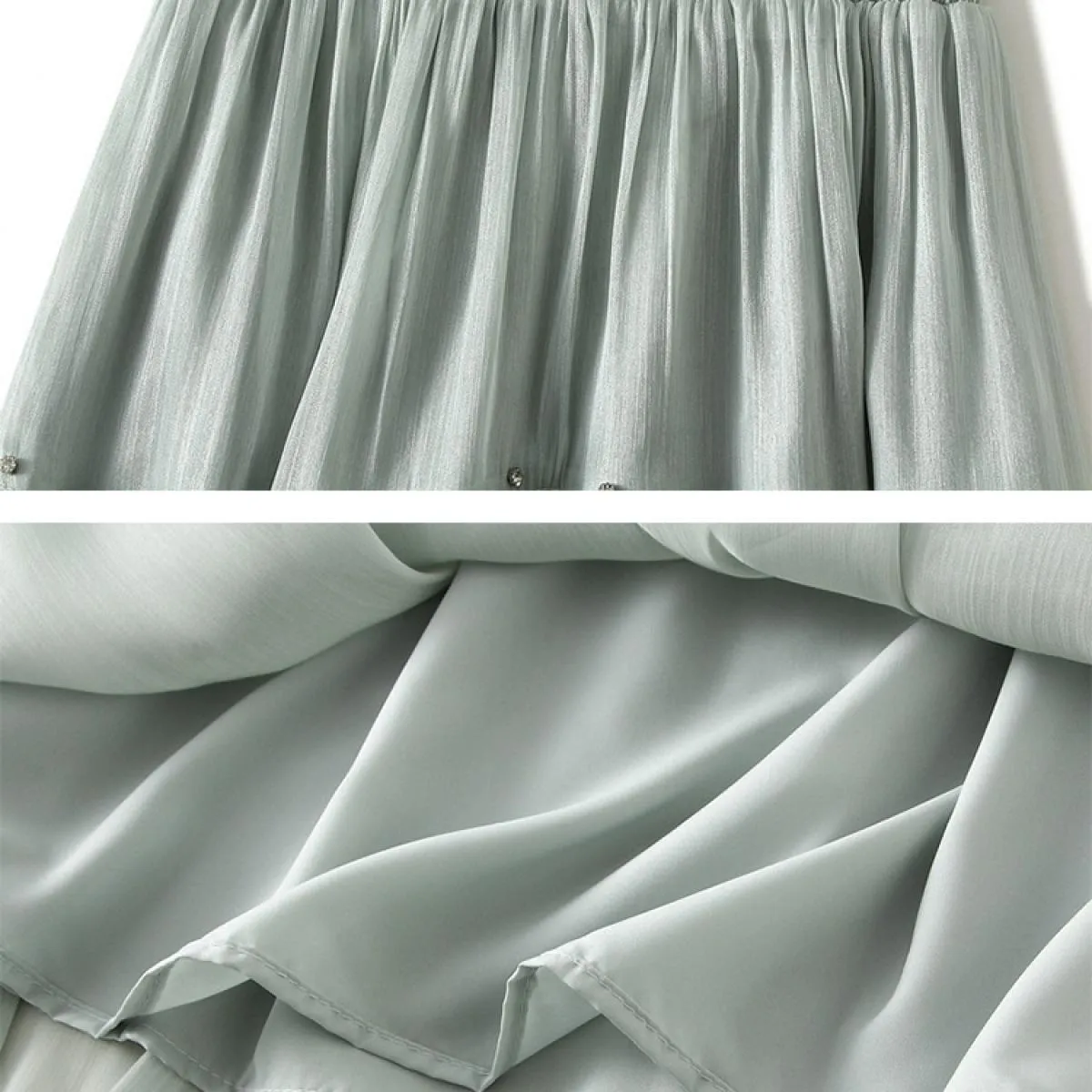 Gonna longuette setosa vintage con perline di strass Moda elastica a vita alta Gonne a pieghe nere a pieghe 2023 Estate K264