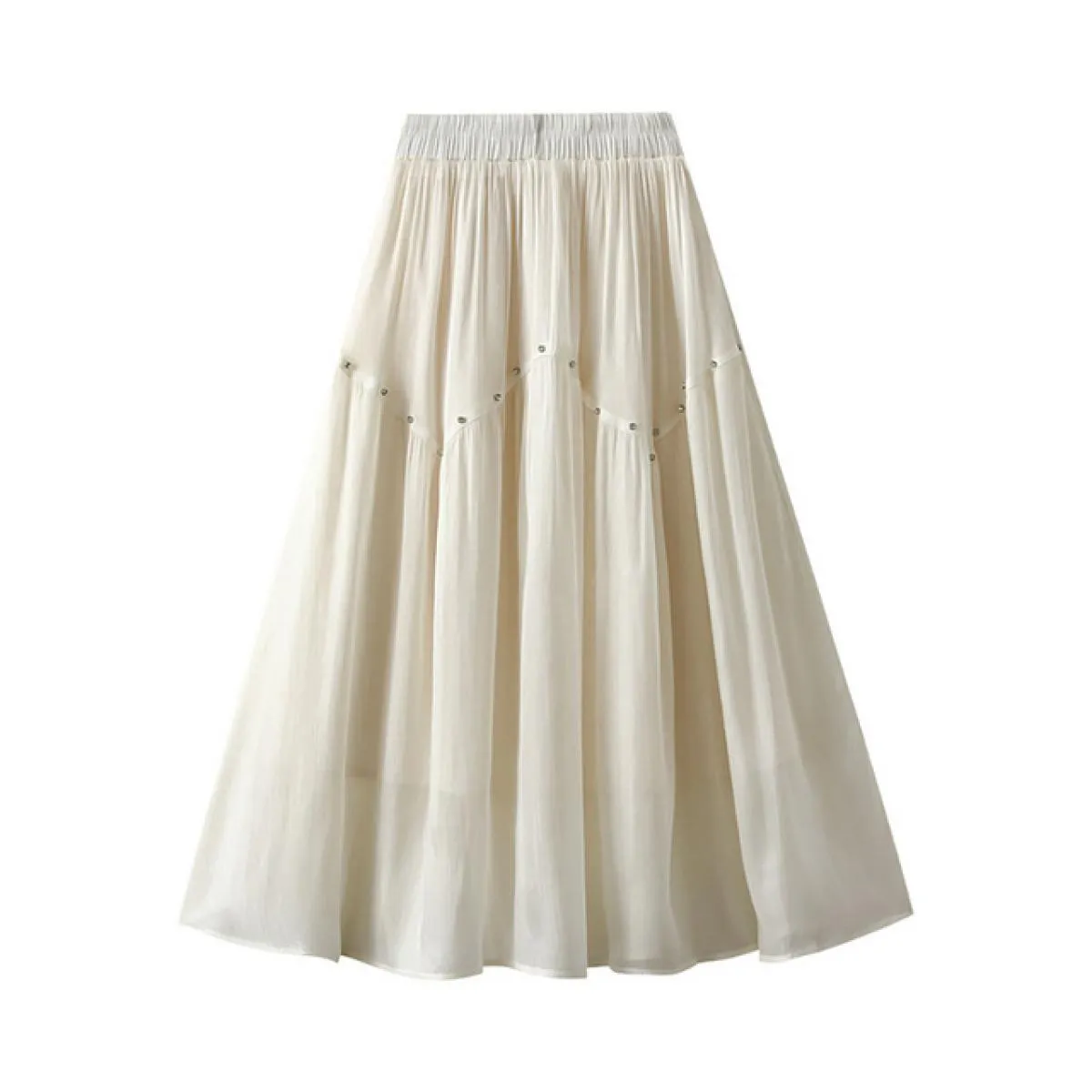 Gonna longuette setosa vintage con perline di strass Moda elastica a vita alta Gonne a pieghe nere a pieghe 2023 Estate K264