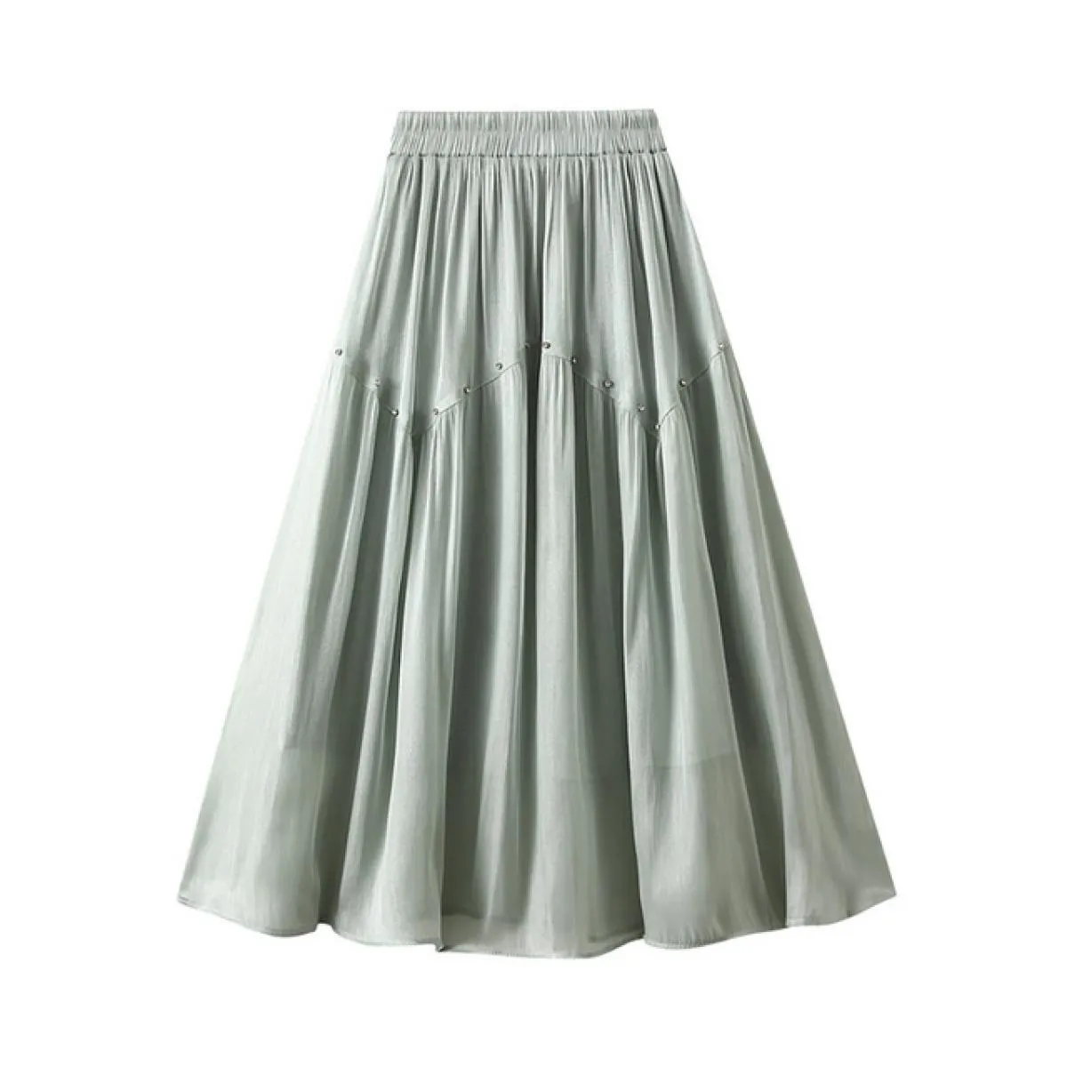 Gonna longuette setosa vintage con perline di strass Moda elastica a vita alta Gonne a pieghe nere a pieghe 2023 Estate K264