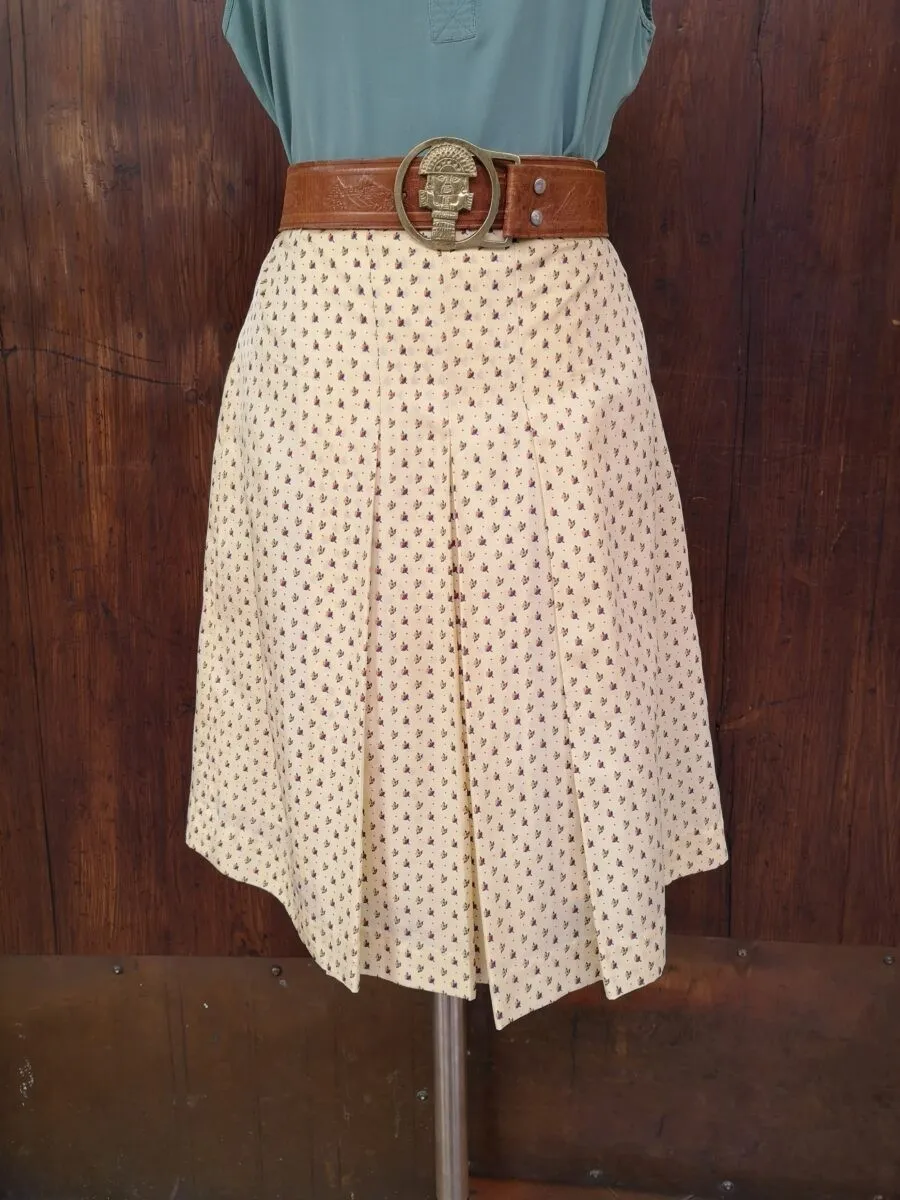 Gonna sartoriale anni ’70 micro fantasia a fiori