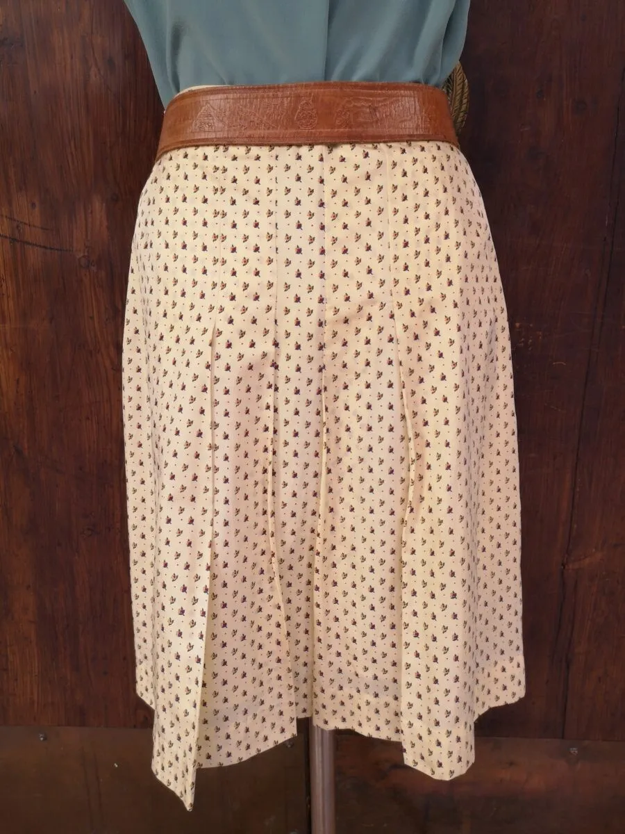 Gonna sartoriale anni ’70 micro fantasia a fiori