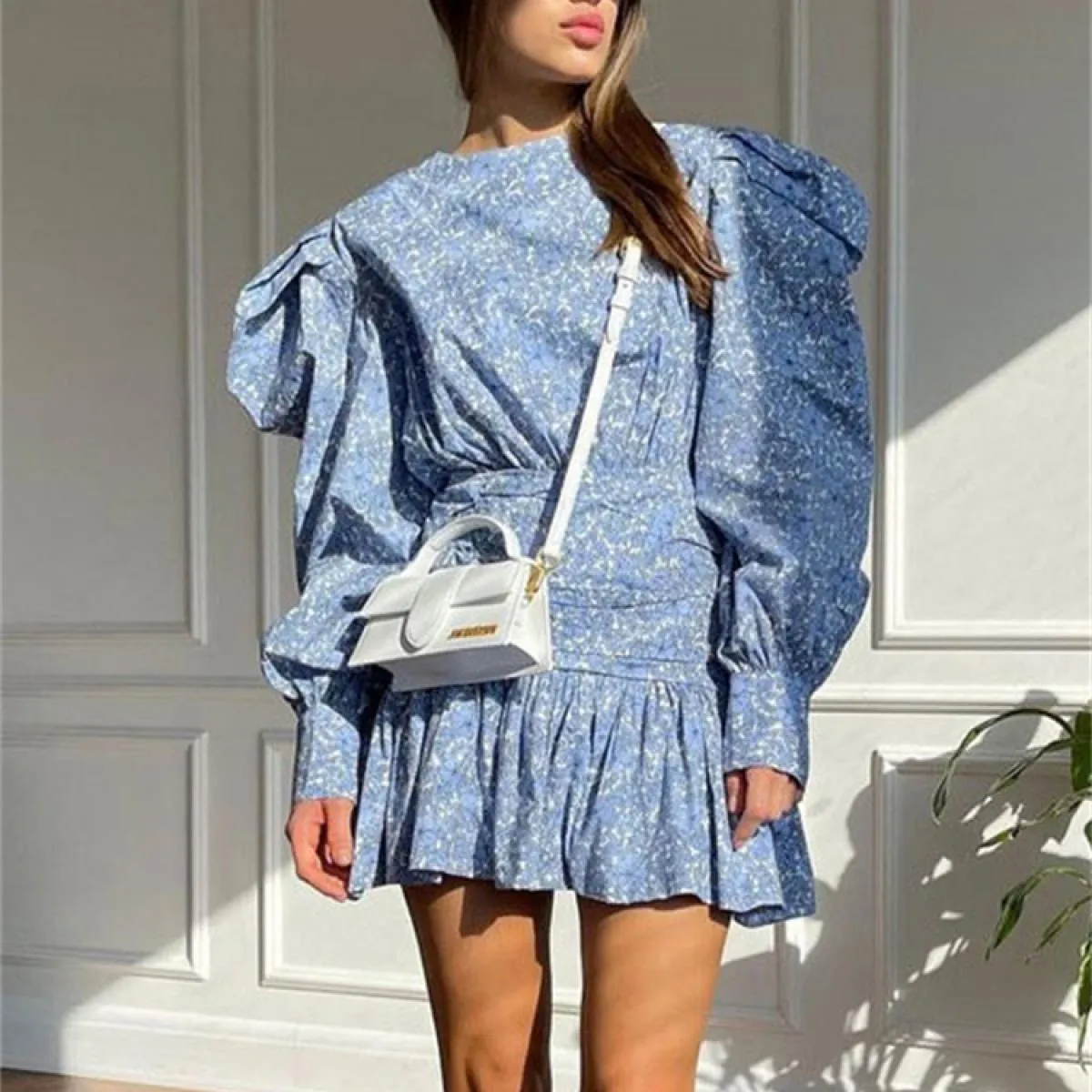 Gonne a pieghe a maniche lunghe stampate casual per le donne Patchwork Elegante abito da festa a pieghe Slim Y2k Mini Dr