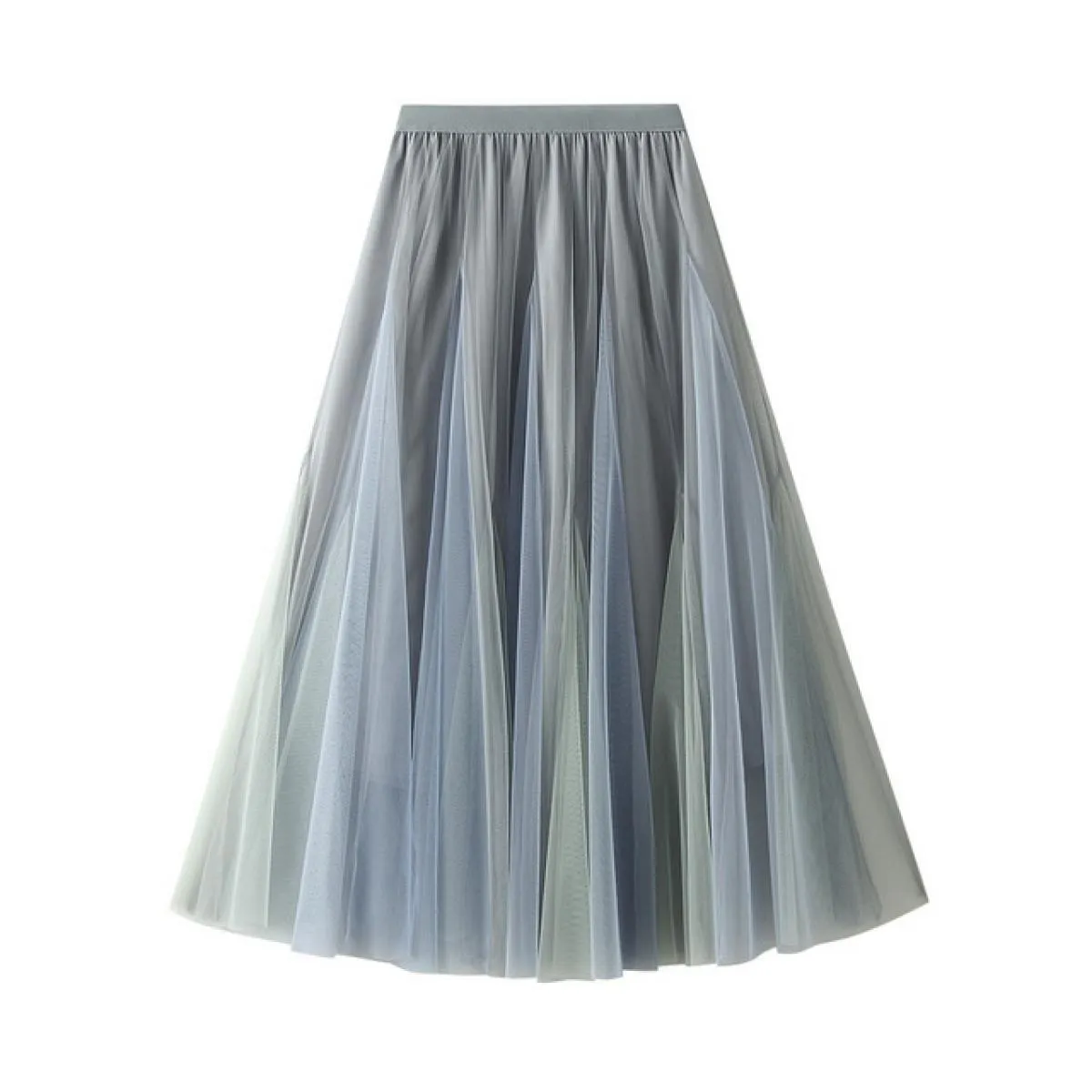Gonne lunghe patchwork a doppia maglia dolce da donna Gonna abito da ballo a pieghe sfumate a vita alta femminile per le donne P