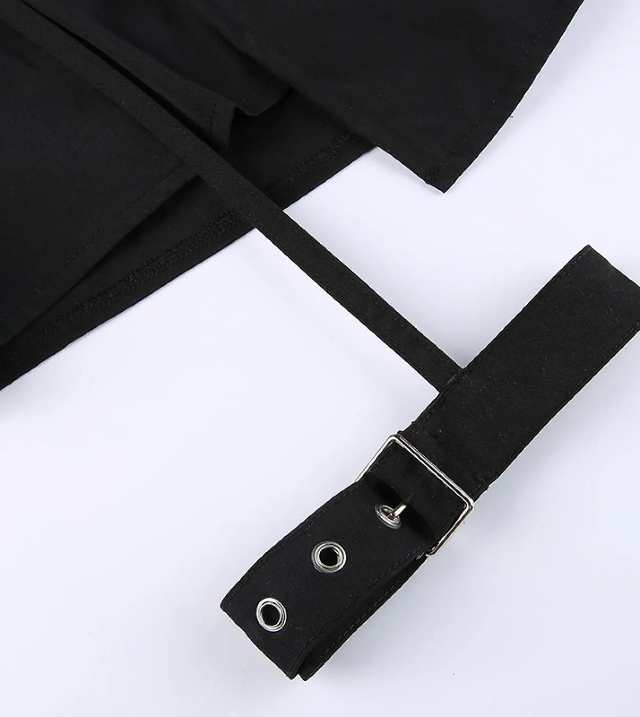 Gothic Leg Loop Patchwork Gonna corta Donna Minigonne a pieghe Streetwear Solid Black A Line Gonne Dark Academia 2023