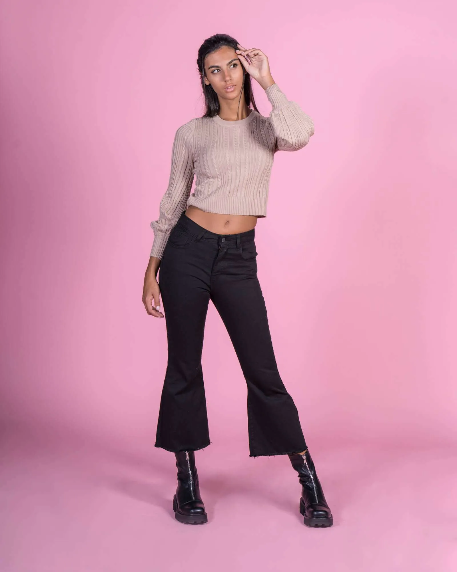 JEANS A ZAMPA CROPPED