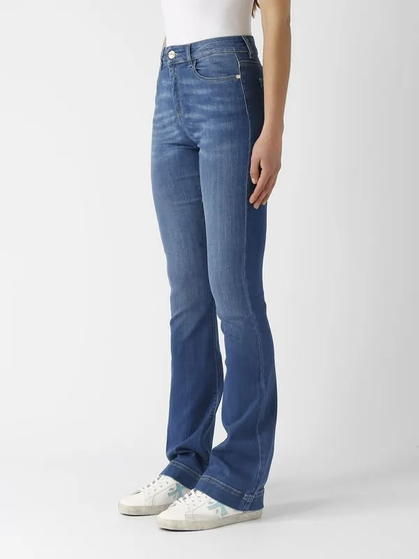 Jeans donna Nenette a zampa in cotone superstretch Denim Medio