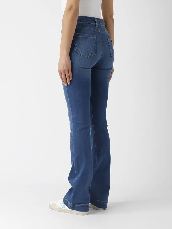Jeans donna Nenette a zampa in cotone superstretch Denim Medio