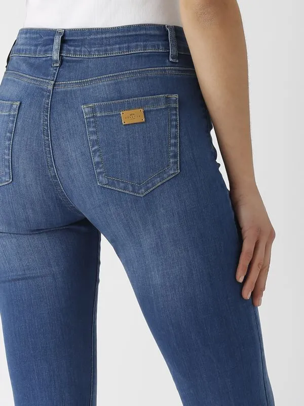 Jeans donna Nenette a zampa in cotone superstretch Denim Medio