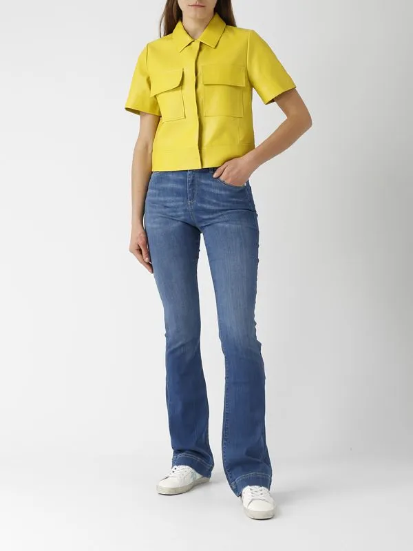 Jeans donna Nenette a zampa in cotone superstretch Denim Medio