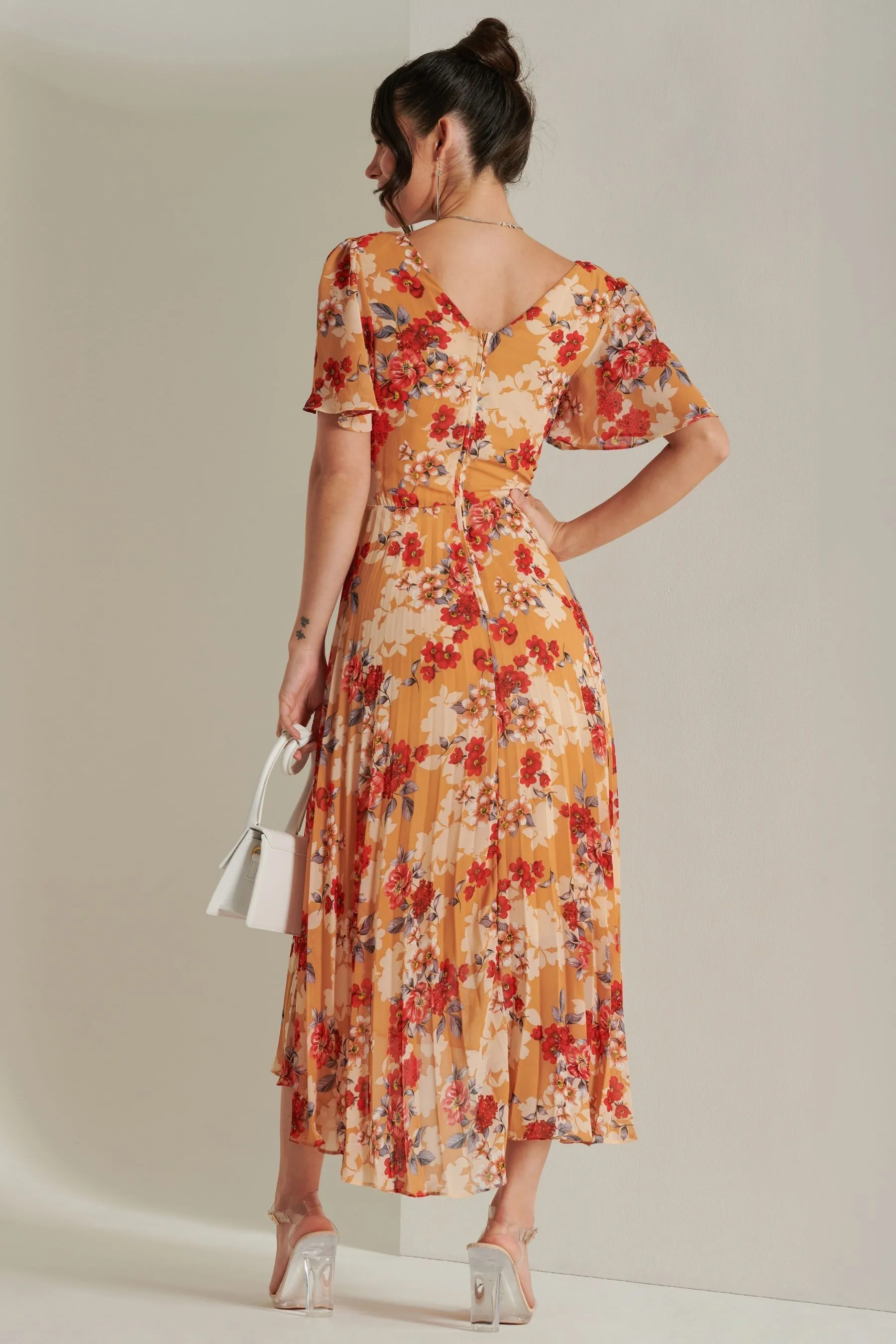 Jolie Moi A pieghe - Abito maxi in chiffon con fondo asimmetrico