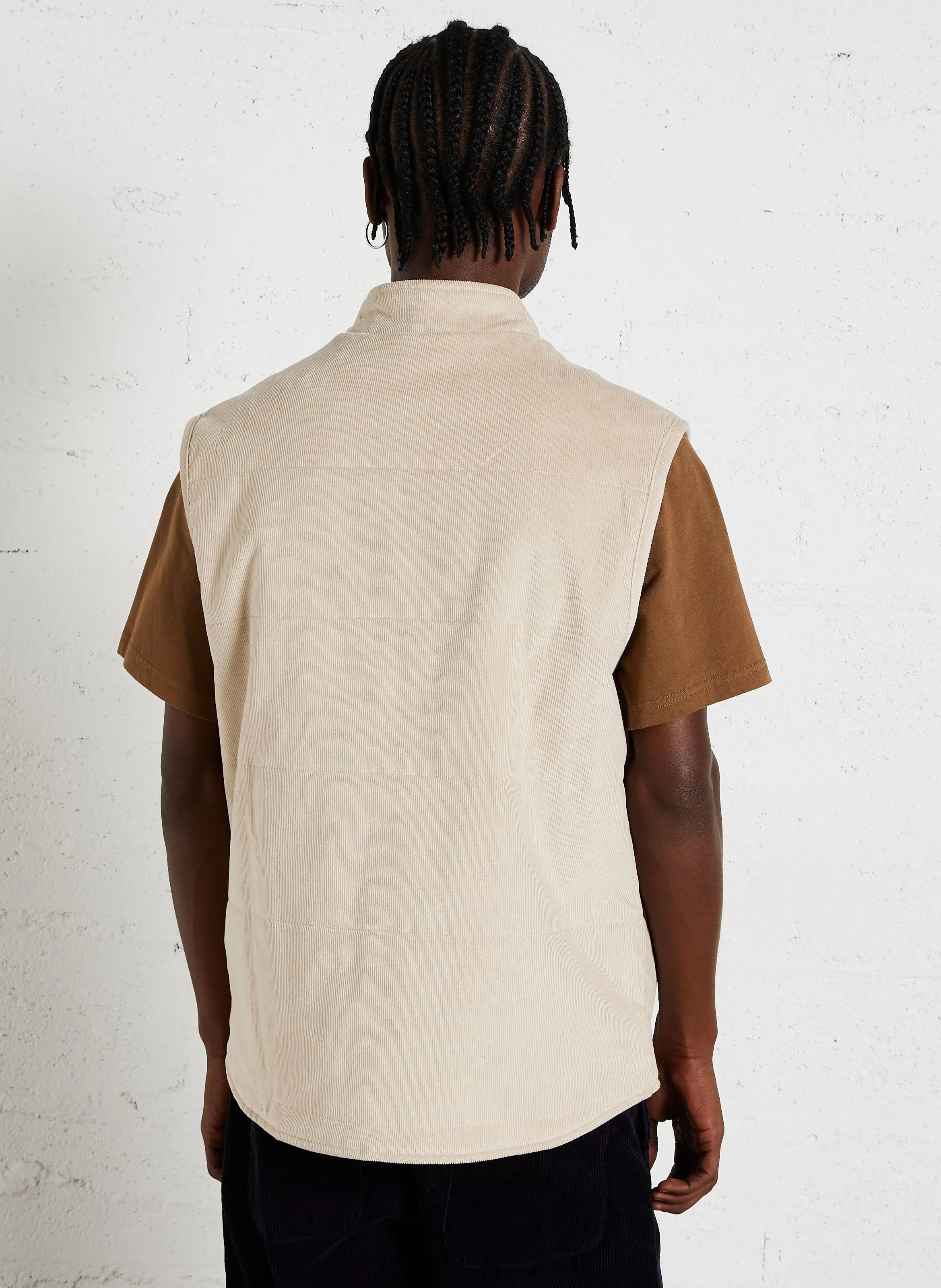  KNOWLEDGE COTTON APPAREL   Gilet diritto senza maniche a coste in misto cotone biologico | Beige