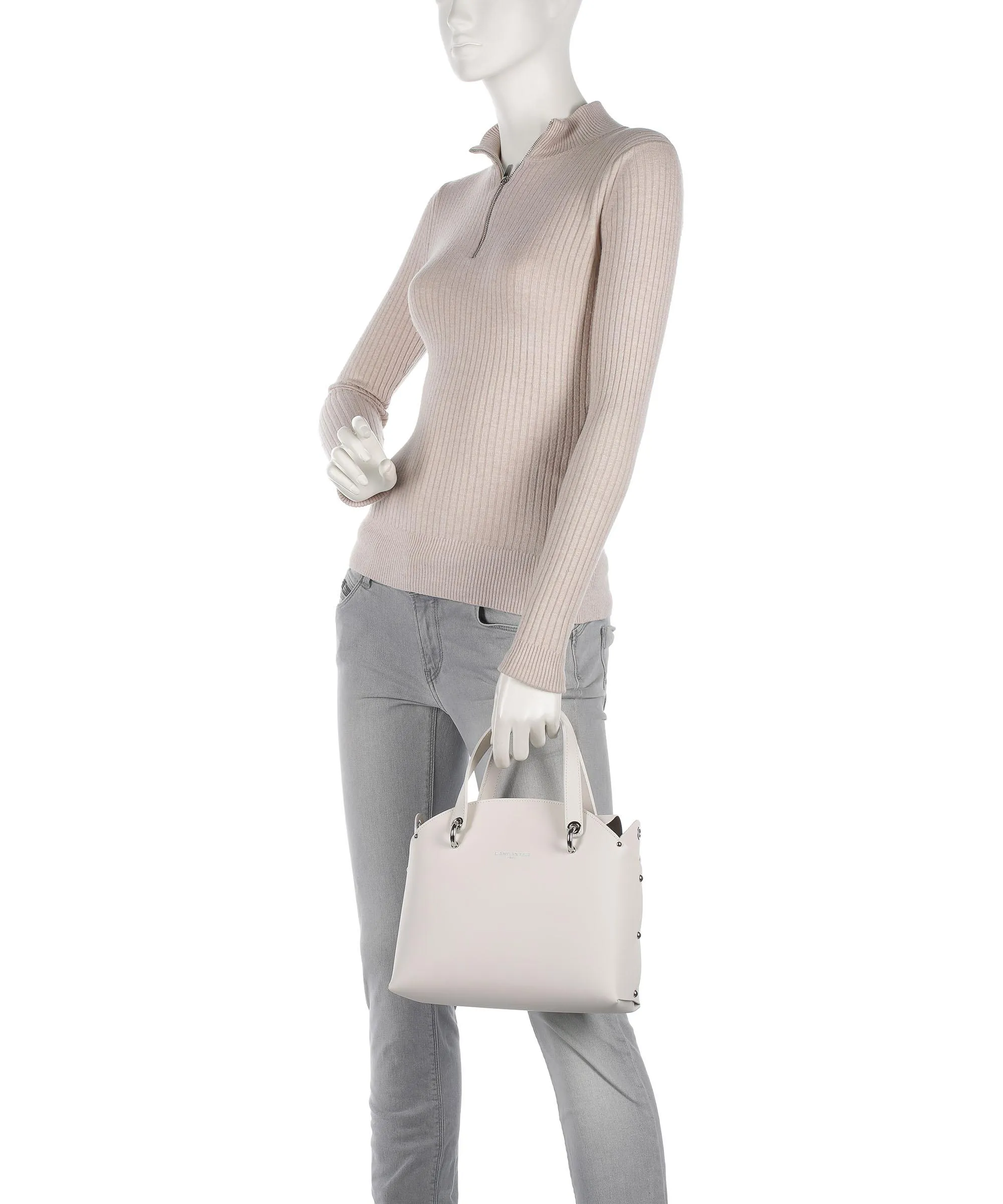  Lancaster Pur & Element City Flore Borsa a mano pelle di vacchetta finemente grana avorio  