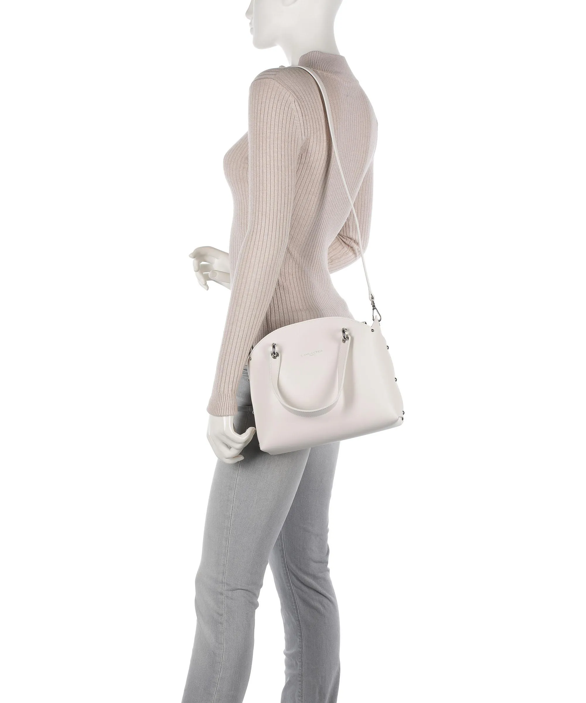  Lancaster Pur & Element City Flore Borsa a mano pelle di vacchetta finemente grana avorio  