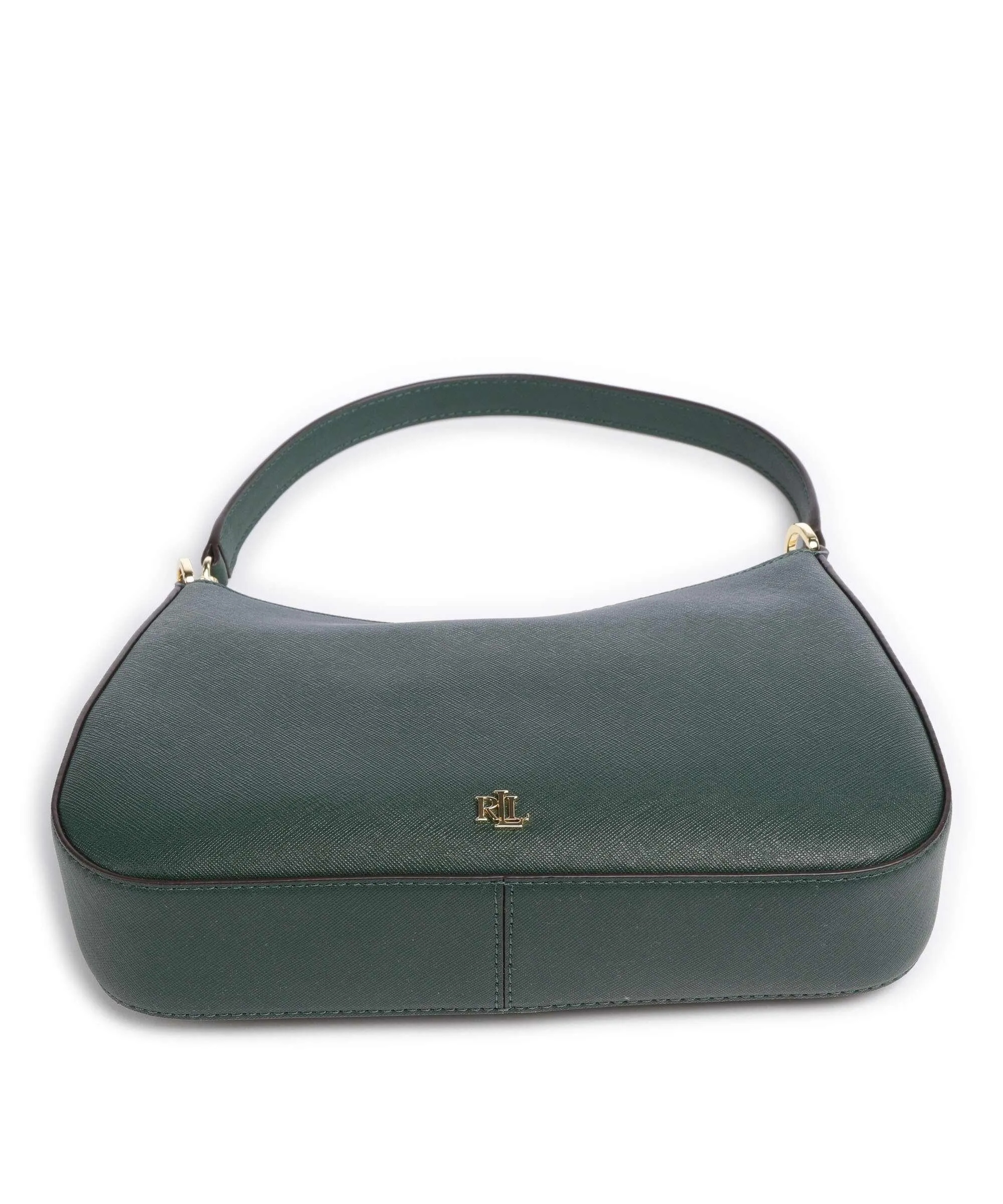  Lauren Ralph Lauren Danni 26 Borsa a spalla pelle di vacchetta saffiano verde scuro  