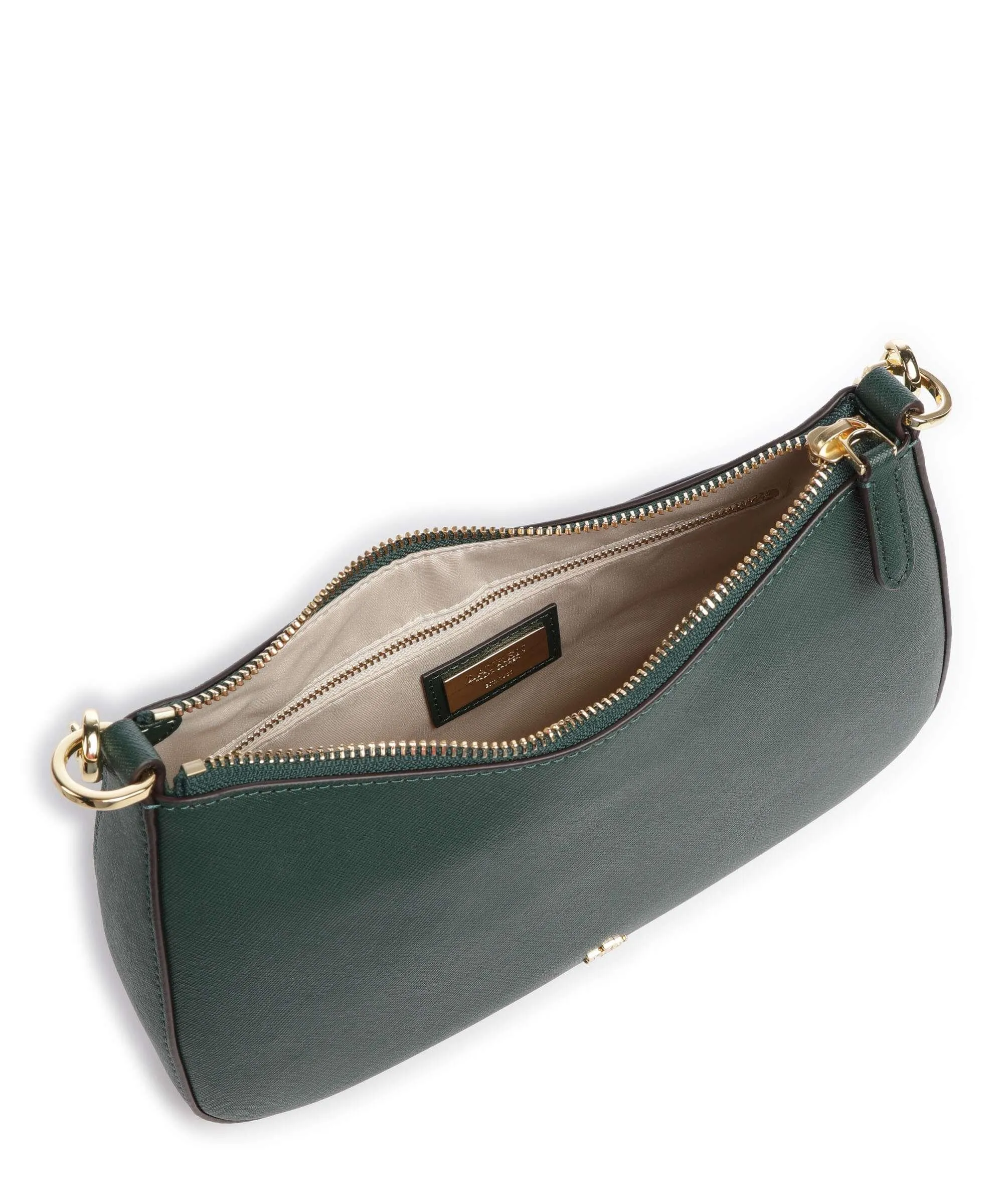  Lauren Ralph Lauren Danni 26 Borsa a spalla pelle di vacchetta saffiano verde scuro  