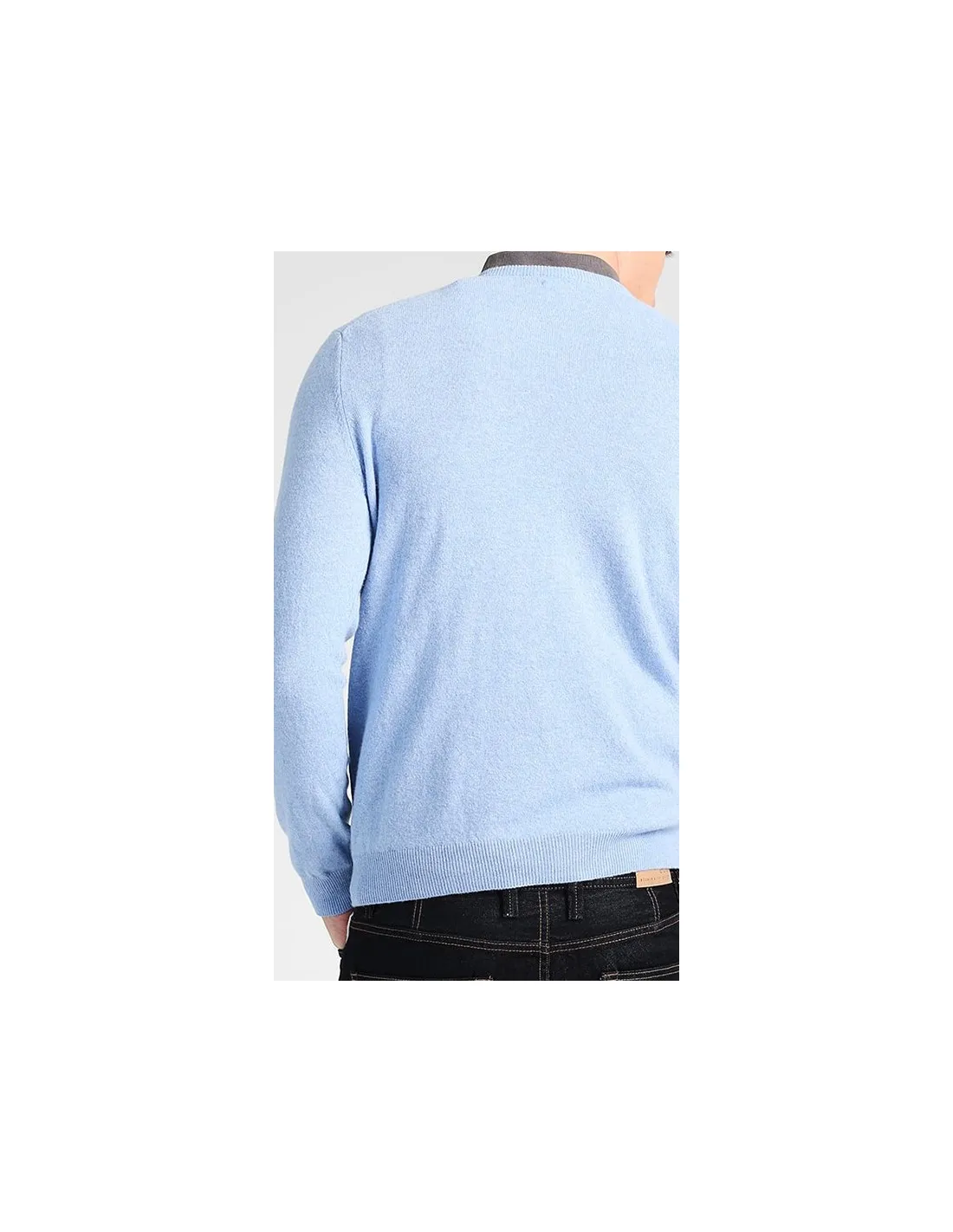 Maglia collo v ml lana  merinos 4 stagioni azzurro