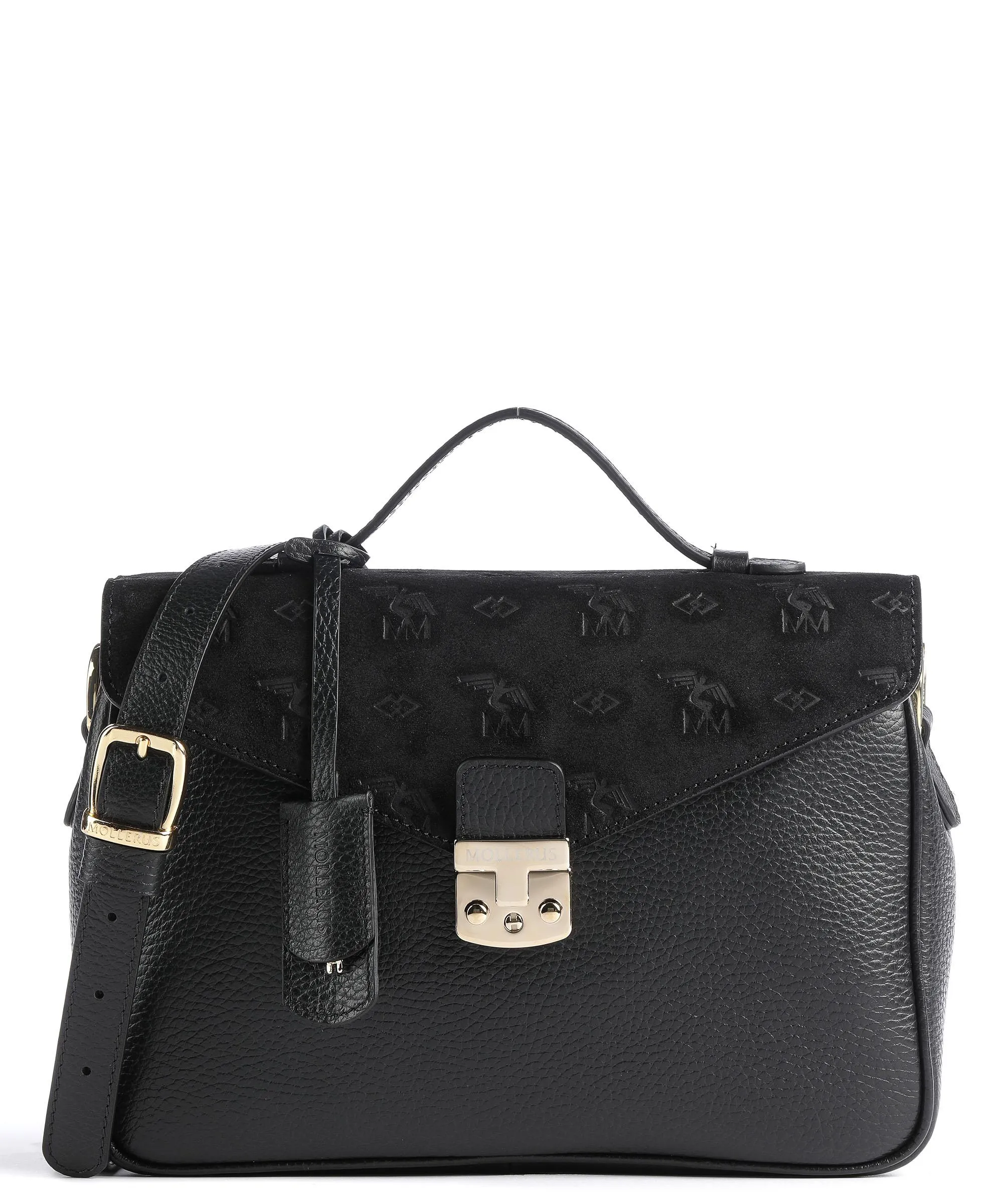 Maison Mollerus Stampato Marly Borsa a mano pelle ruvida, pelle granulata nero  