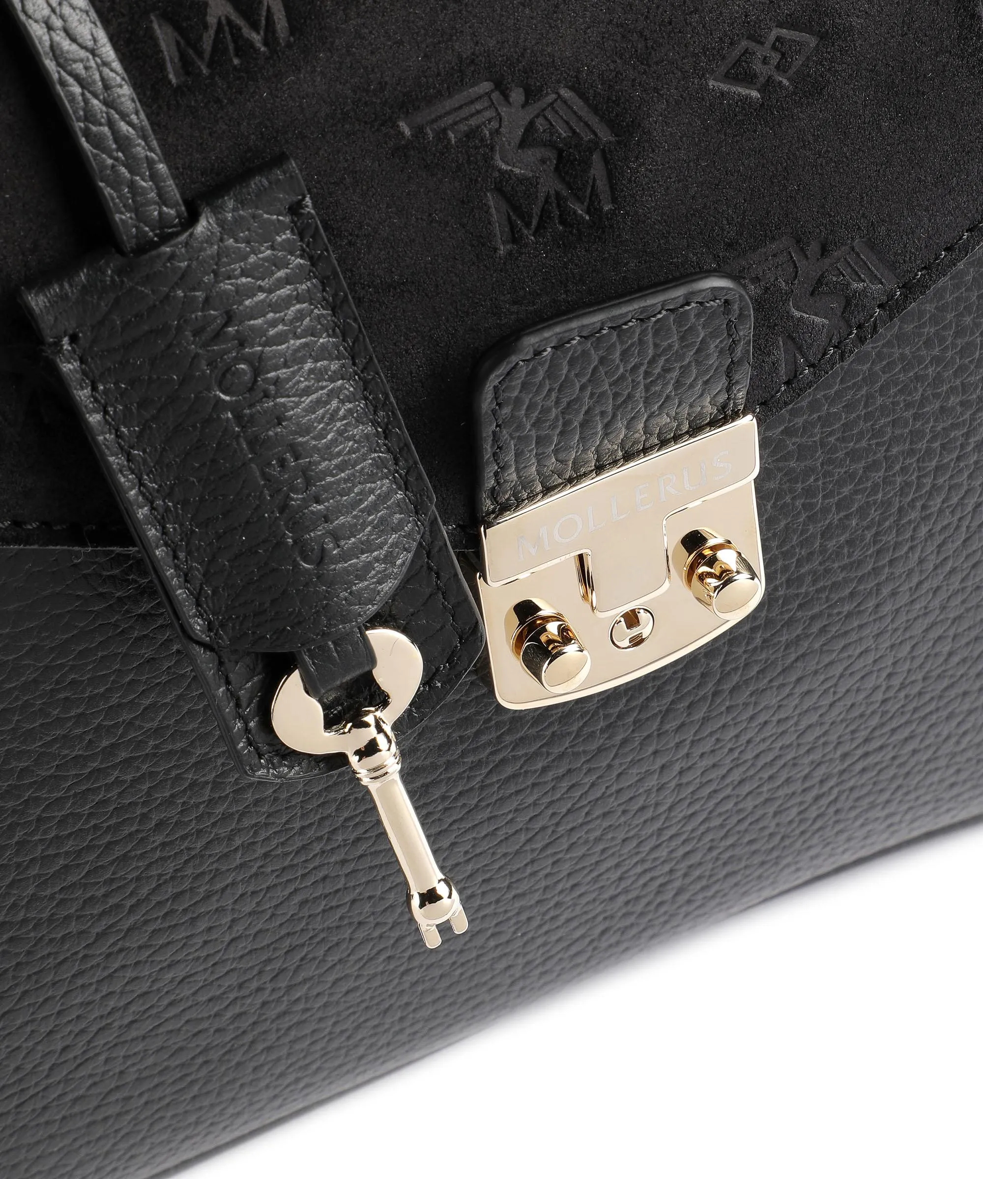  Maison Mollerus Stampato Marly Borsa a mano pelle ruvida, pelle granulata nero  
