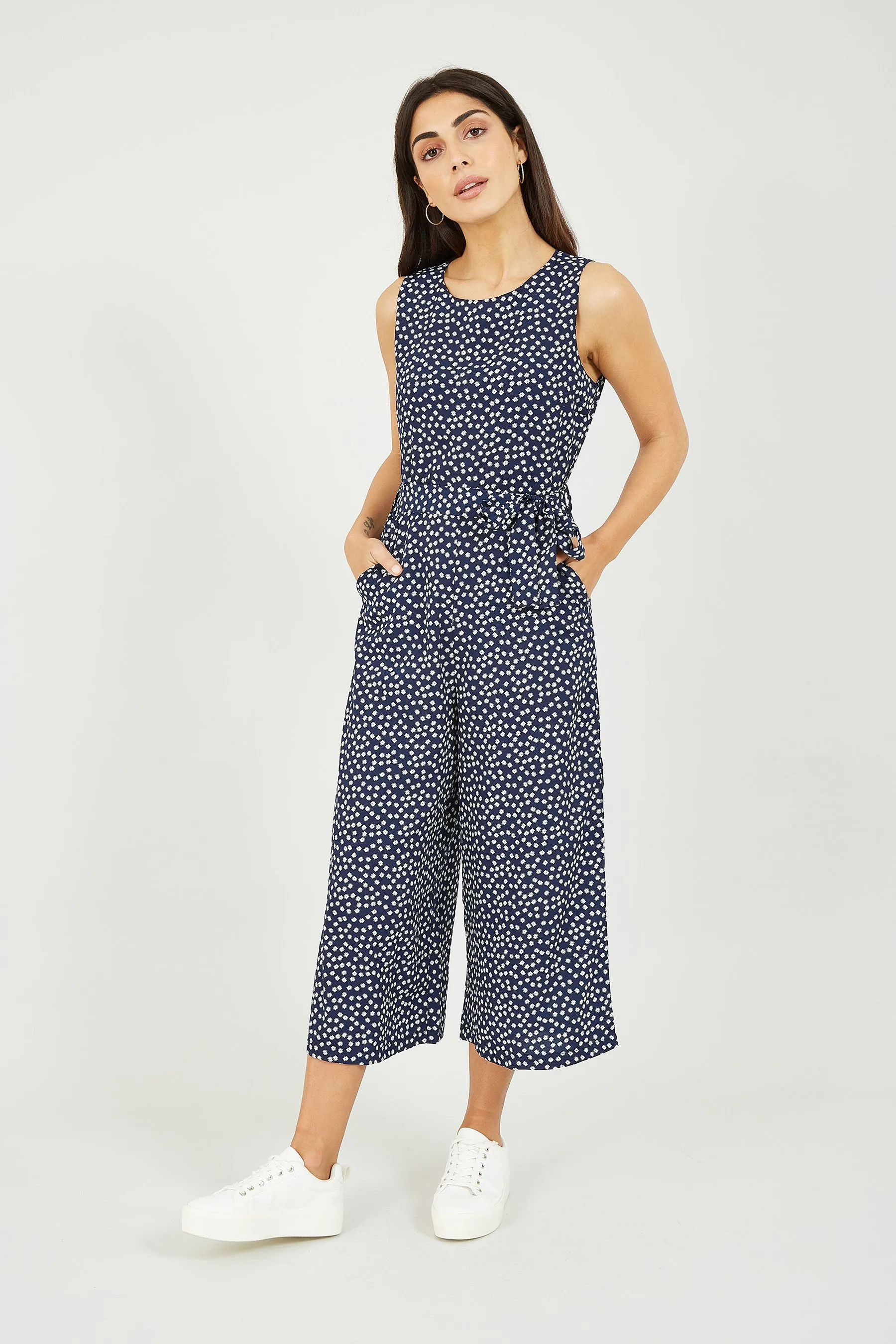 Mela - salopette lunga gonna pantalone a fiorellini Senza maniche