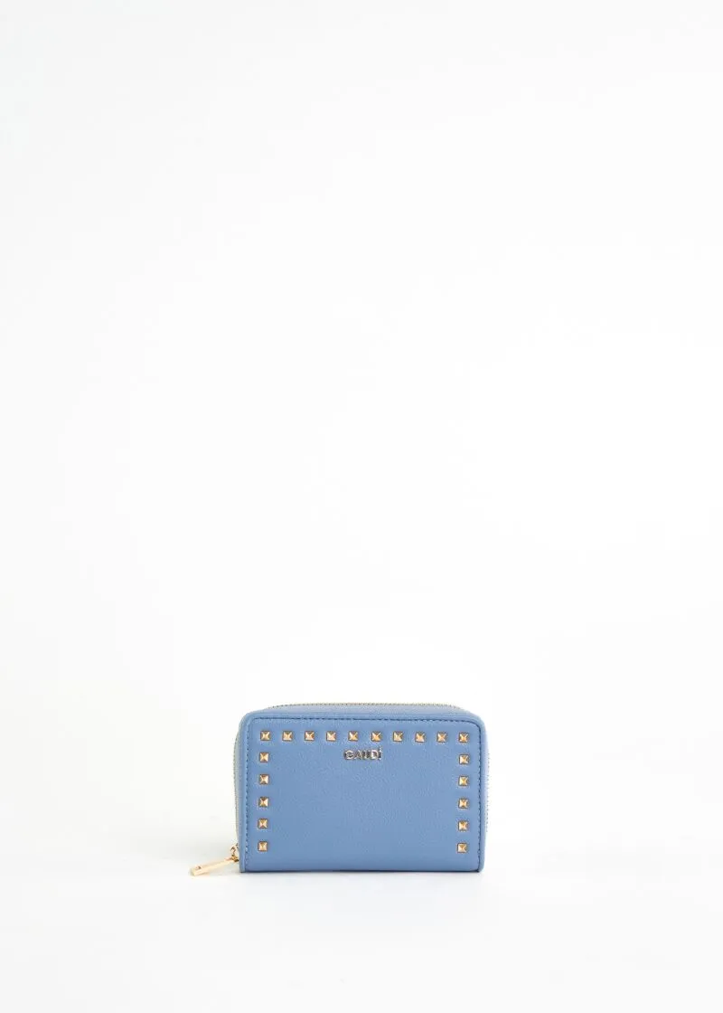 Mini portafoglio zip around con borchie