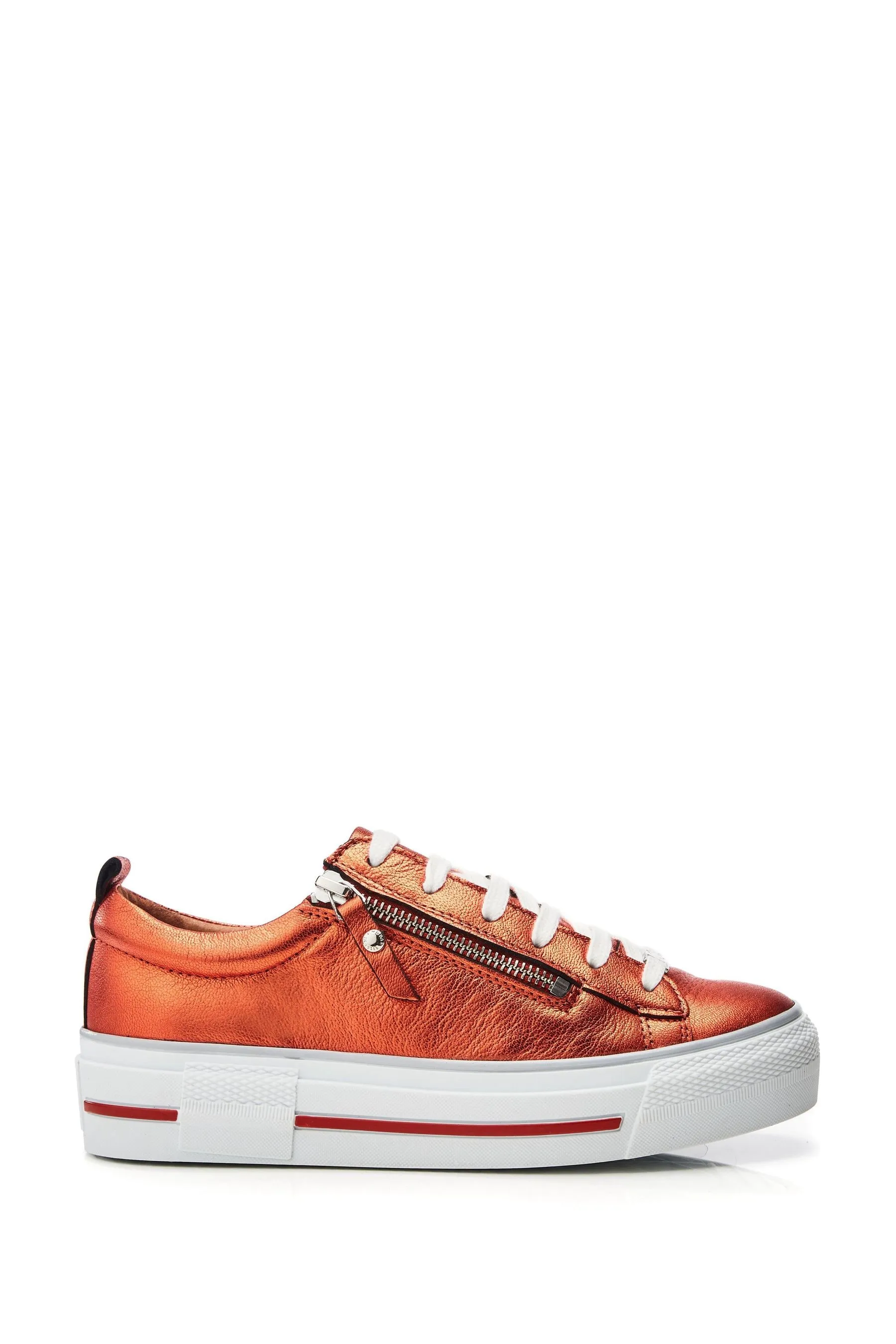 Moda in Pelle Filician - Scarpe da ginnastica con suola spessa e zip in Pizzo