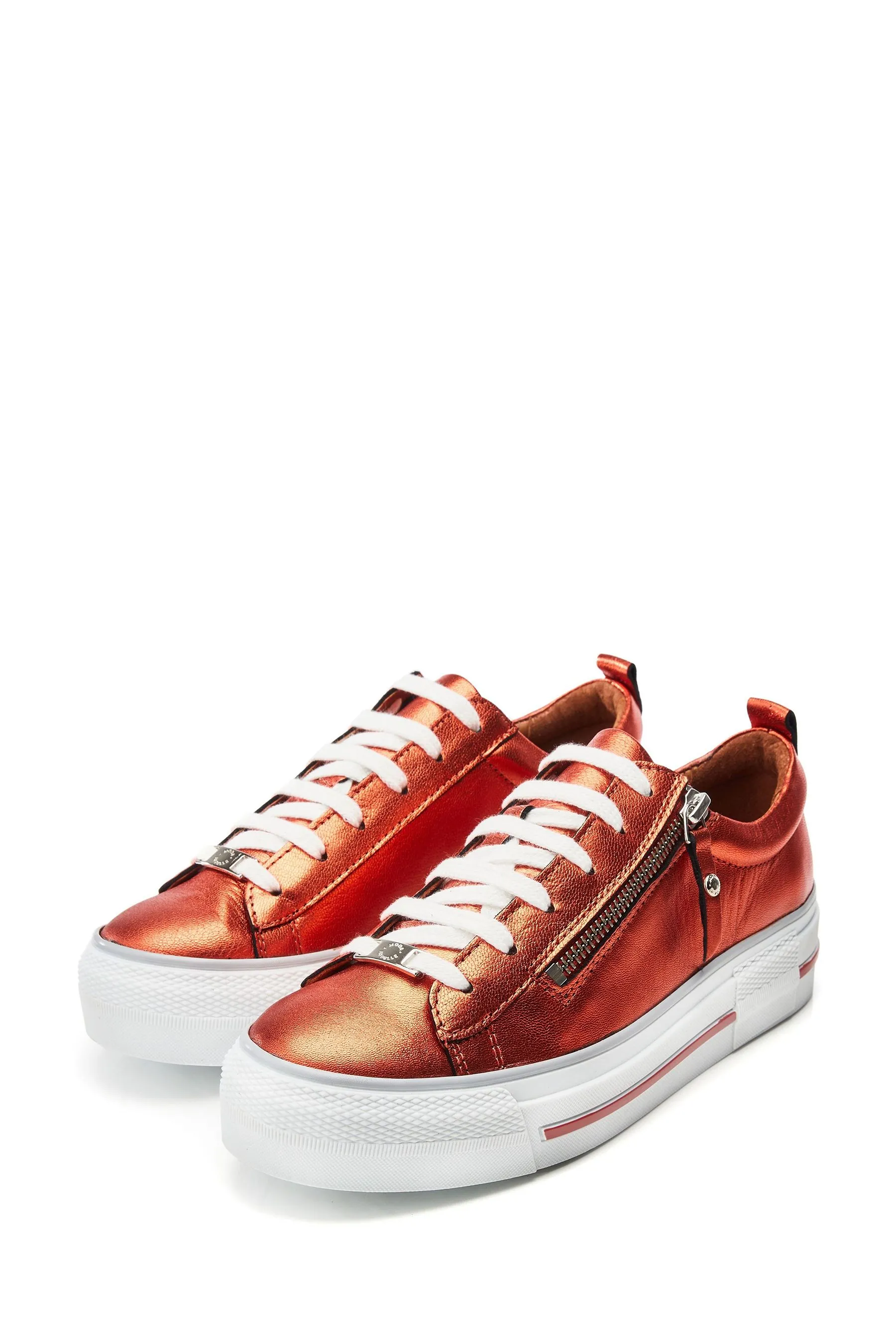 Moda in Pelle Filician - Scarpe da ginnastica con suola spessa e zip in Pizzo