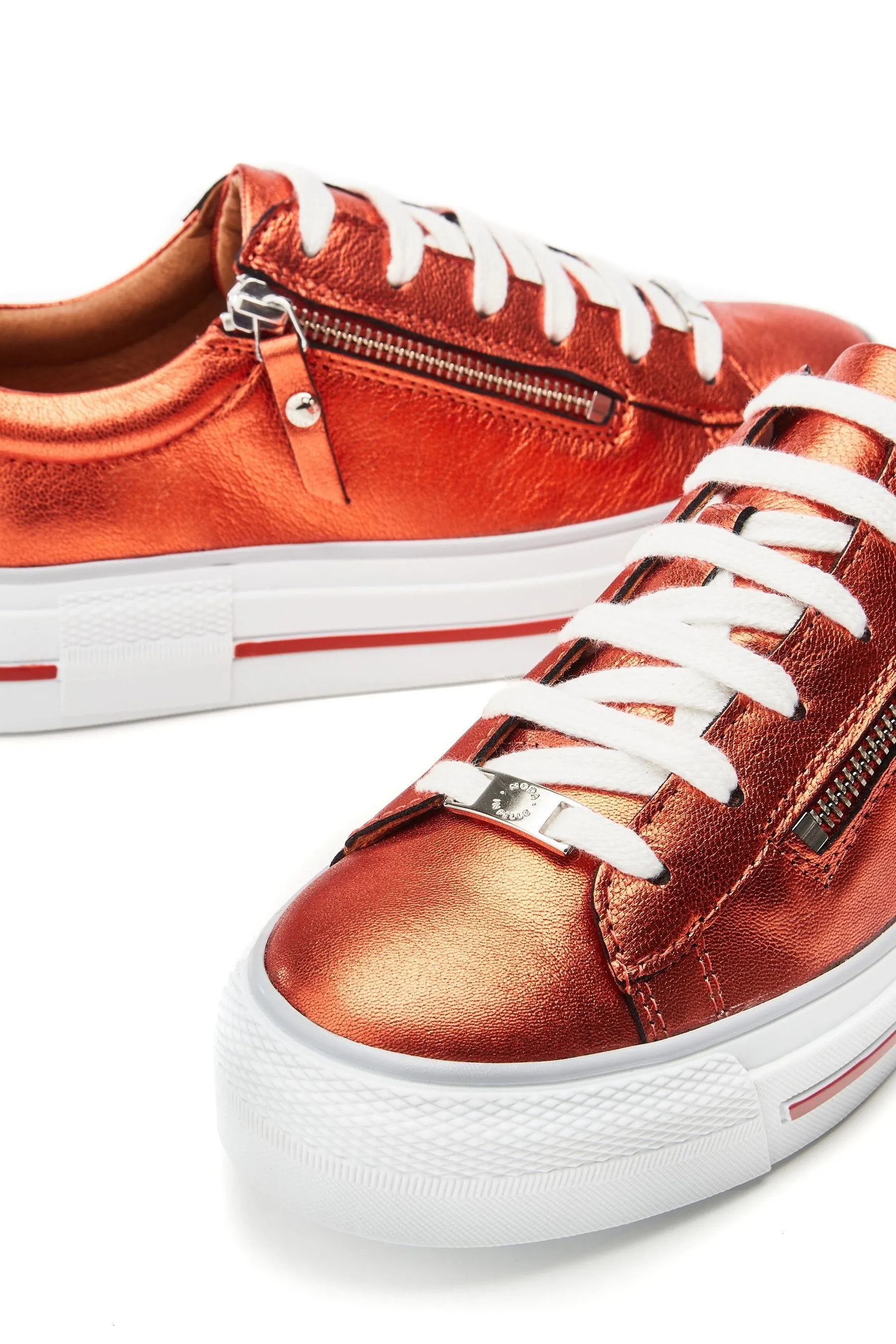 Moda in Pelle Filician - Scarpe da ginnastica con suola spessa e zip in Pizzo
