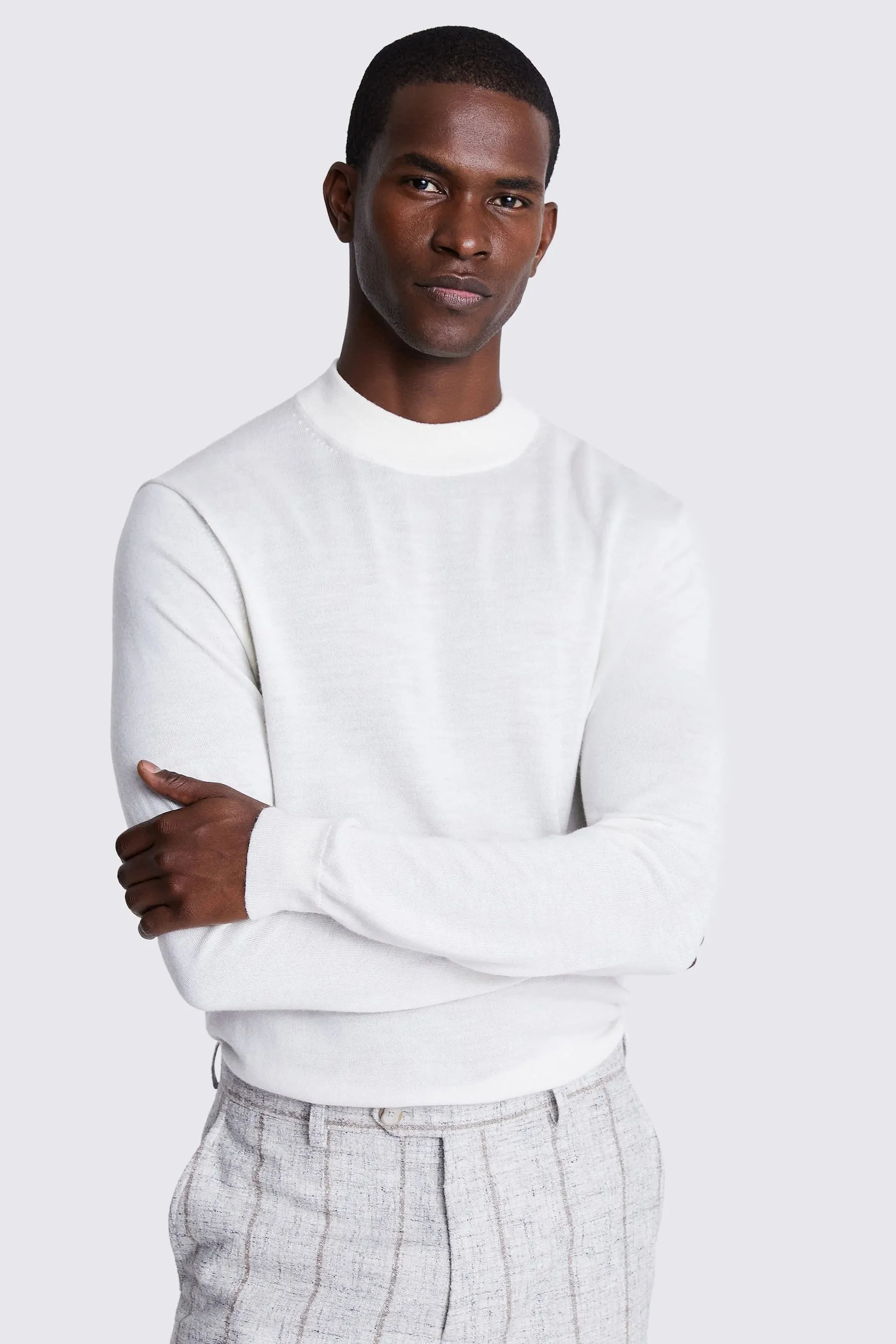 MOSS - Maglia in lana merino con collo finto    