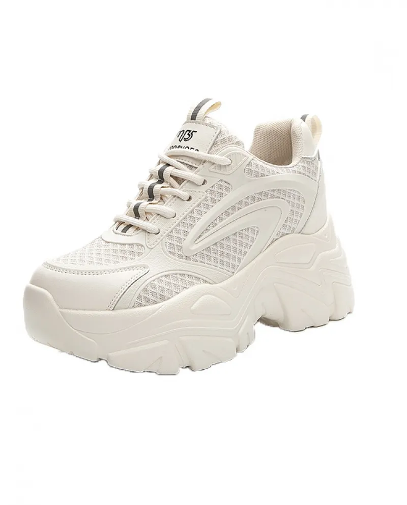 Nuove scarpe bianche casual da donna con suola spessa interna rialzata