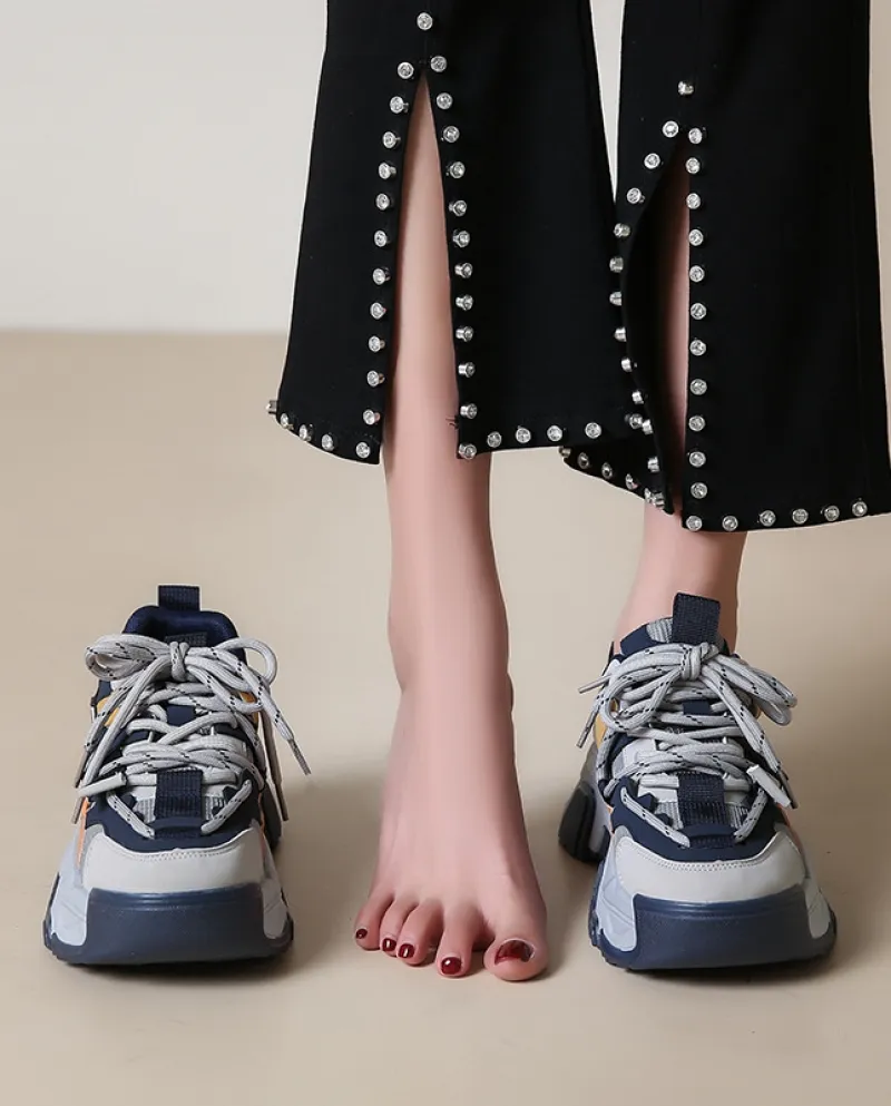 Nuove scarpe da ginnastica casual per tutte le partite da donna con suola spessa
