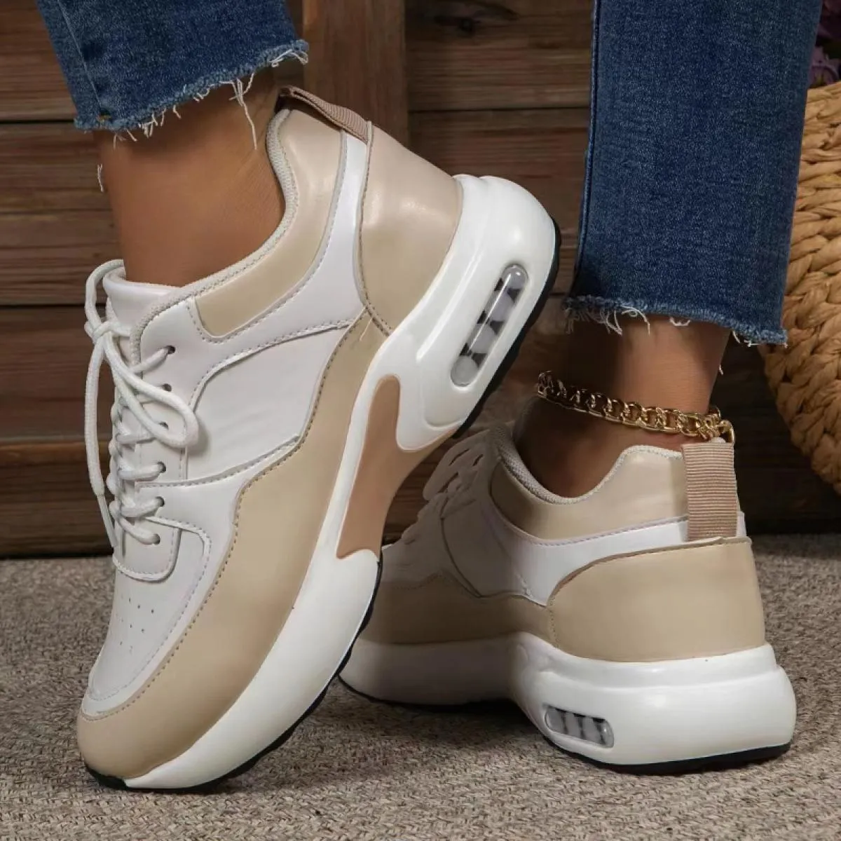 Nuove scarpe sportive da donna 2023 scarpe da corsa per esterni scarpe da passeggio con suola spessa in pizzo incrociato cuscino