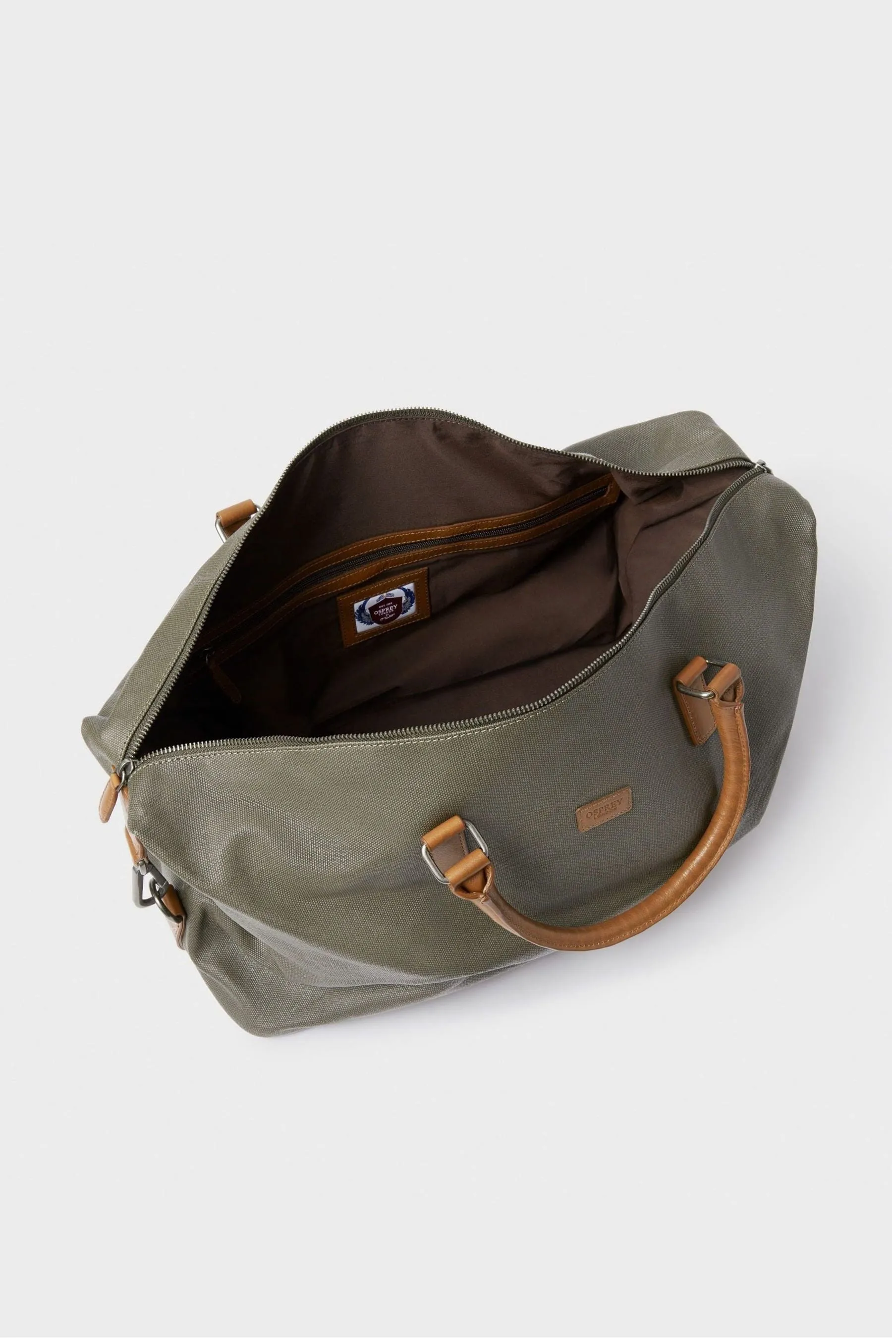 OSPREY LONDON - Grantham Weekend - borsellino in tela cerata e pelle di vitello smaltata Borsa grande Borsa