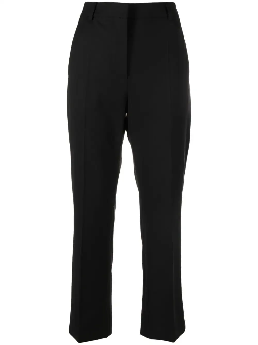 PANTALONE CROPPED NERO IN GABARDINA STRETCH