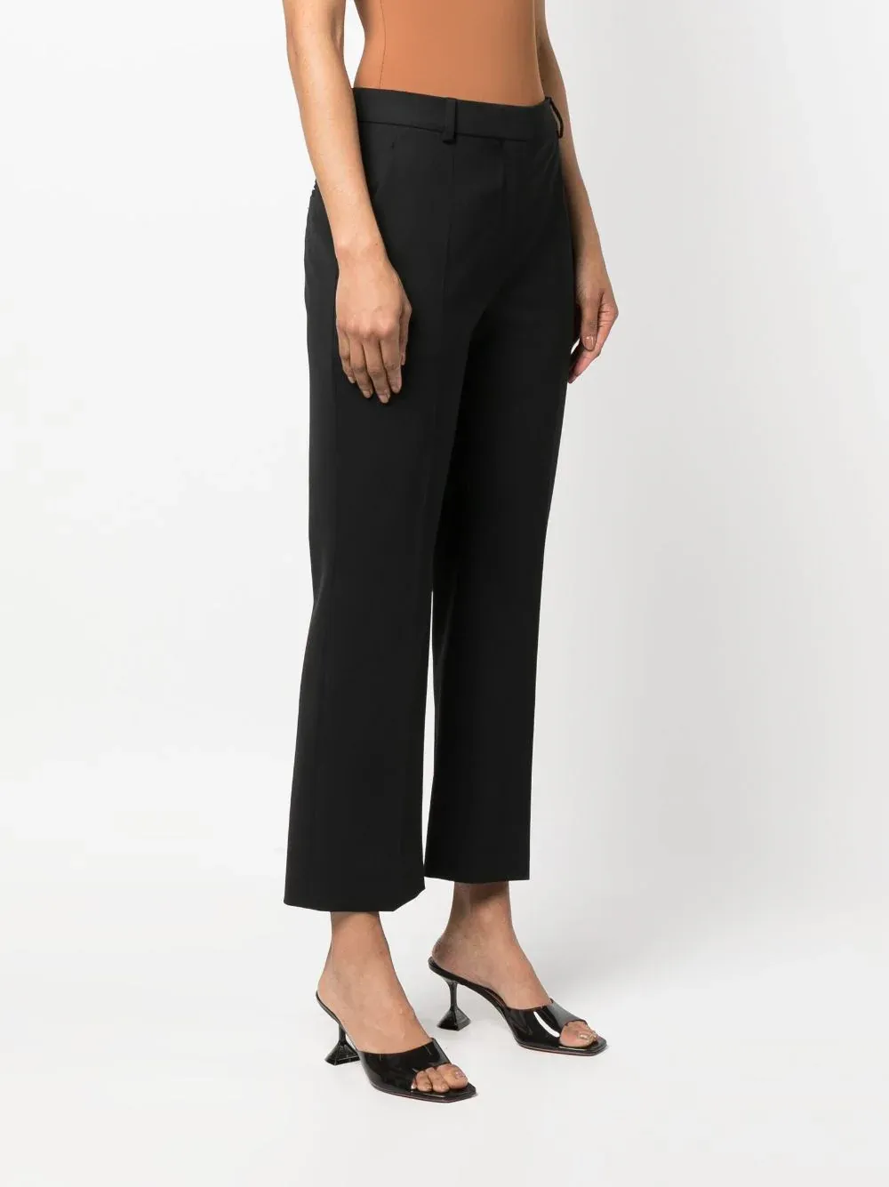 PANTALONE CROPPED NERO IN GABARDINA STRETCH