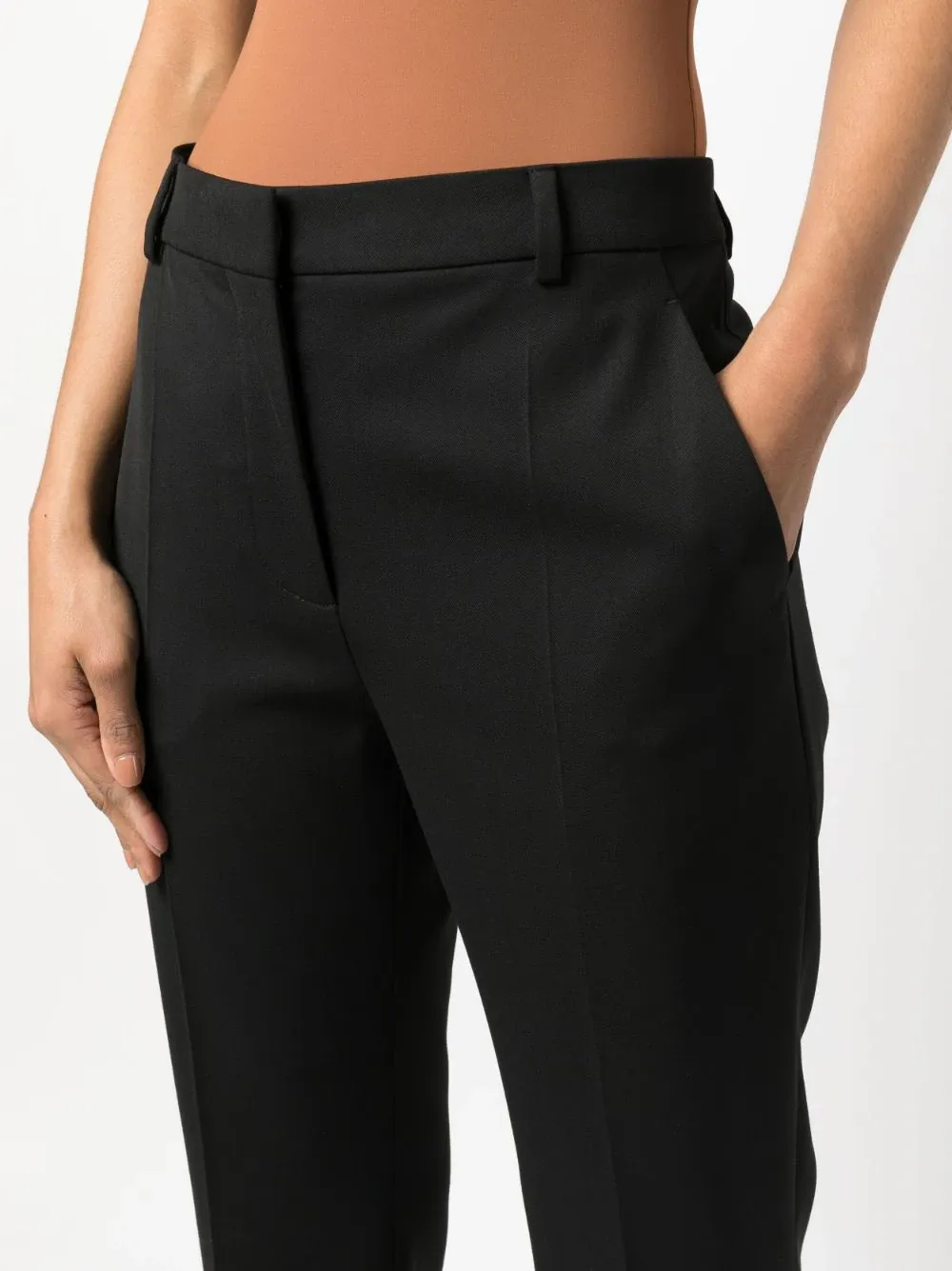 PANTALONE CROPPED NERO IN GABARDINA STRETCH