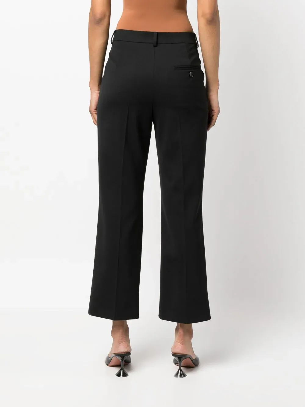 PANTALONE CROPPED NERO IN GABARDINA STRETCH