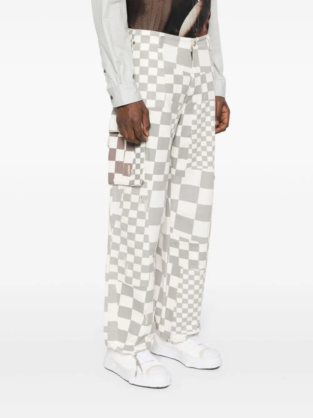 Pantaloni a quadri in grigio e bianco - uomo