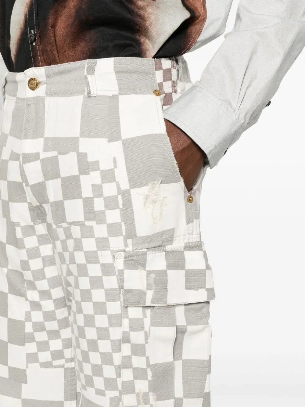 Pantaloni a quadri in grigio e bianco - uomo