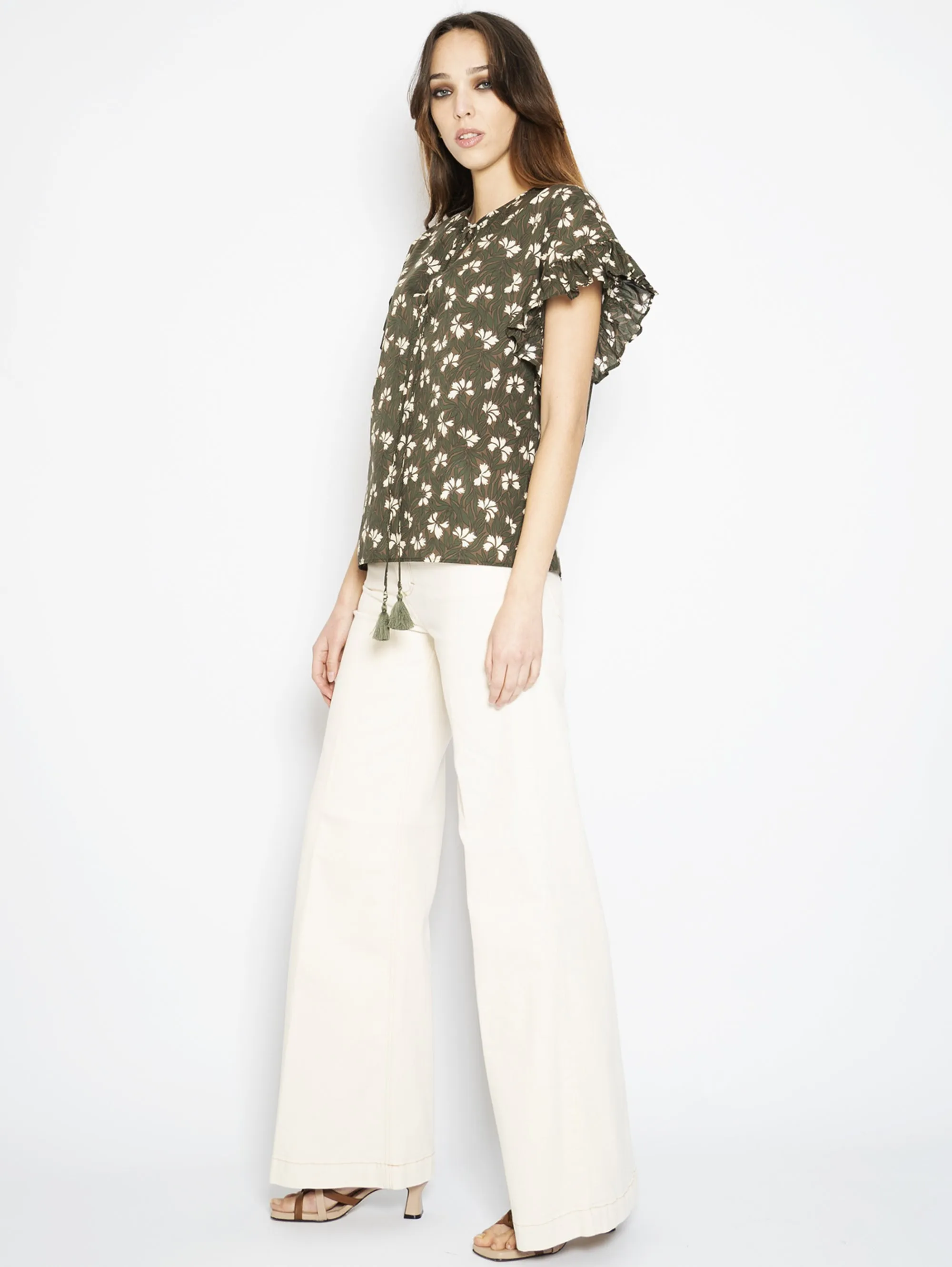 Pantaloni a Zampa Crema