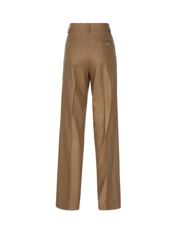 PANTALONI A ZAMPA IN FLANELLA CON TARGHETTA LOGO