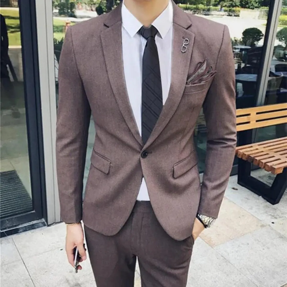 Pantaloni da completo Gilet 3 pezzi Set / 2023 Moda Casual da uomo nuovi Casual Boutique Business Tinta unita Blazer di lana Pan