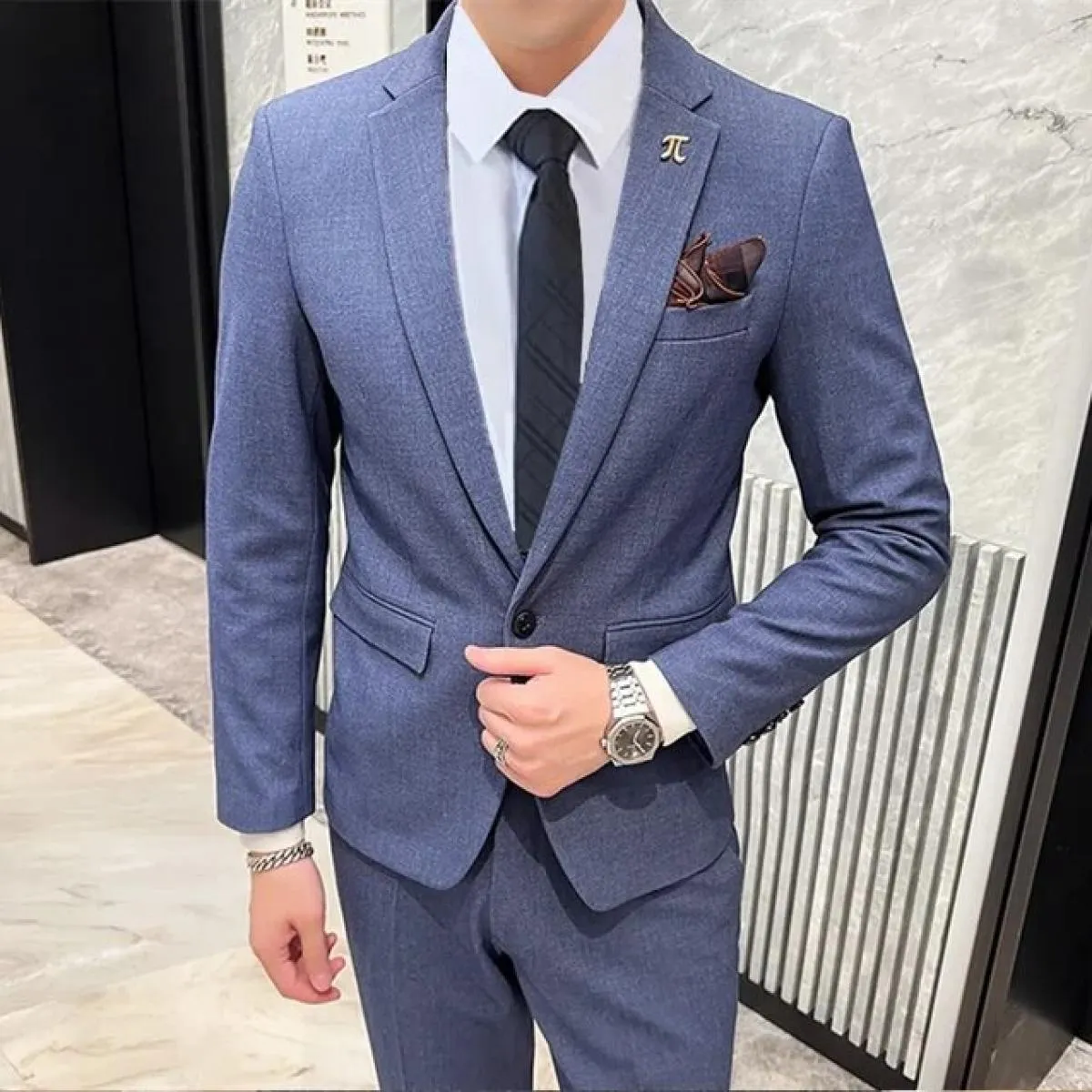 Pantaloni da completo Gilet 3 pezzi Set / 2023 Moda Casual da uomo nuovi Casual Boutique Business Tinta unita Blazer di lana Pan
