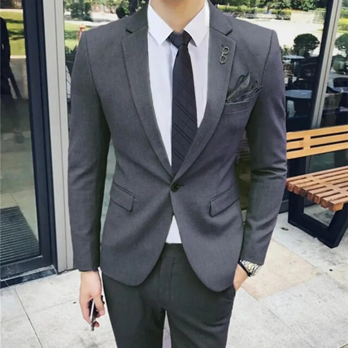 Pantaloni da completo Gilet 3 pezzi Set / 2023 Moda Casual da uomo nuovi Casual Boutique Business Tinta unita Blazer di lana Pan