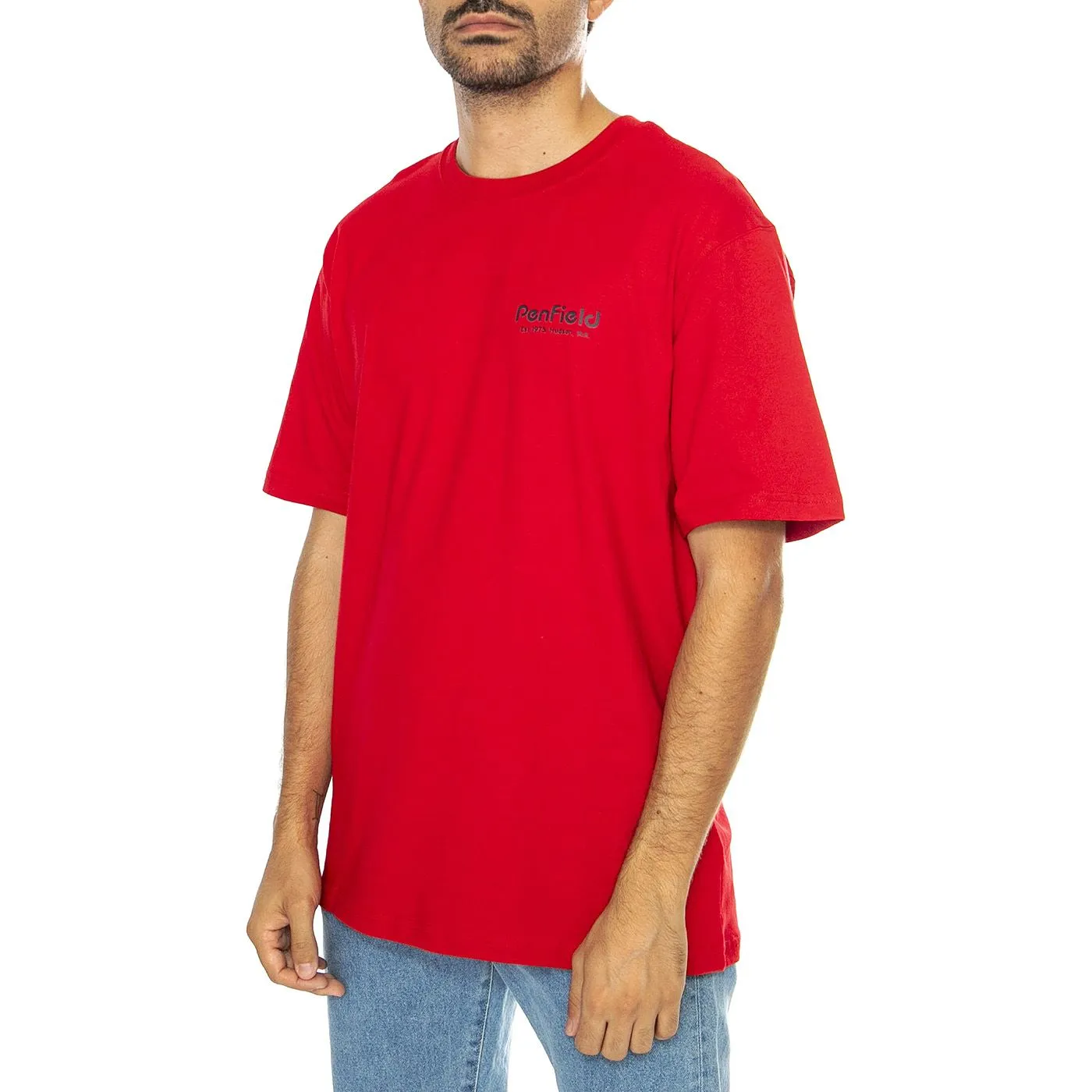 PENFIELD Hudson Script T-Shirt Haute Red - Maglietta Girocollo Uomo Rossa    