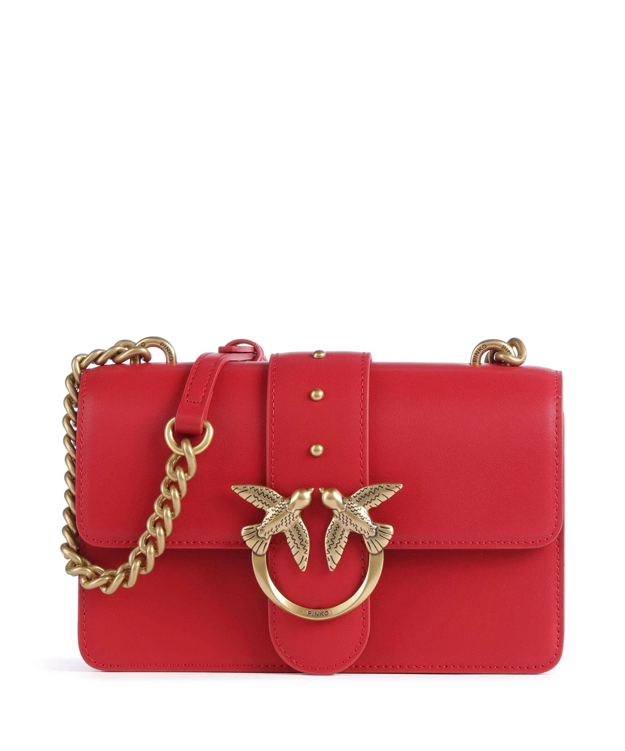  Pinko Love One Mini Borsa a tracolla pelle di vitello finemente grana rosso  