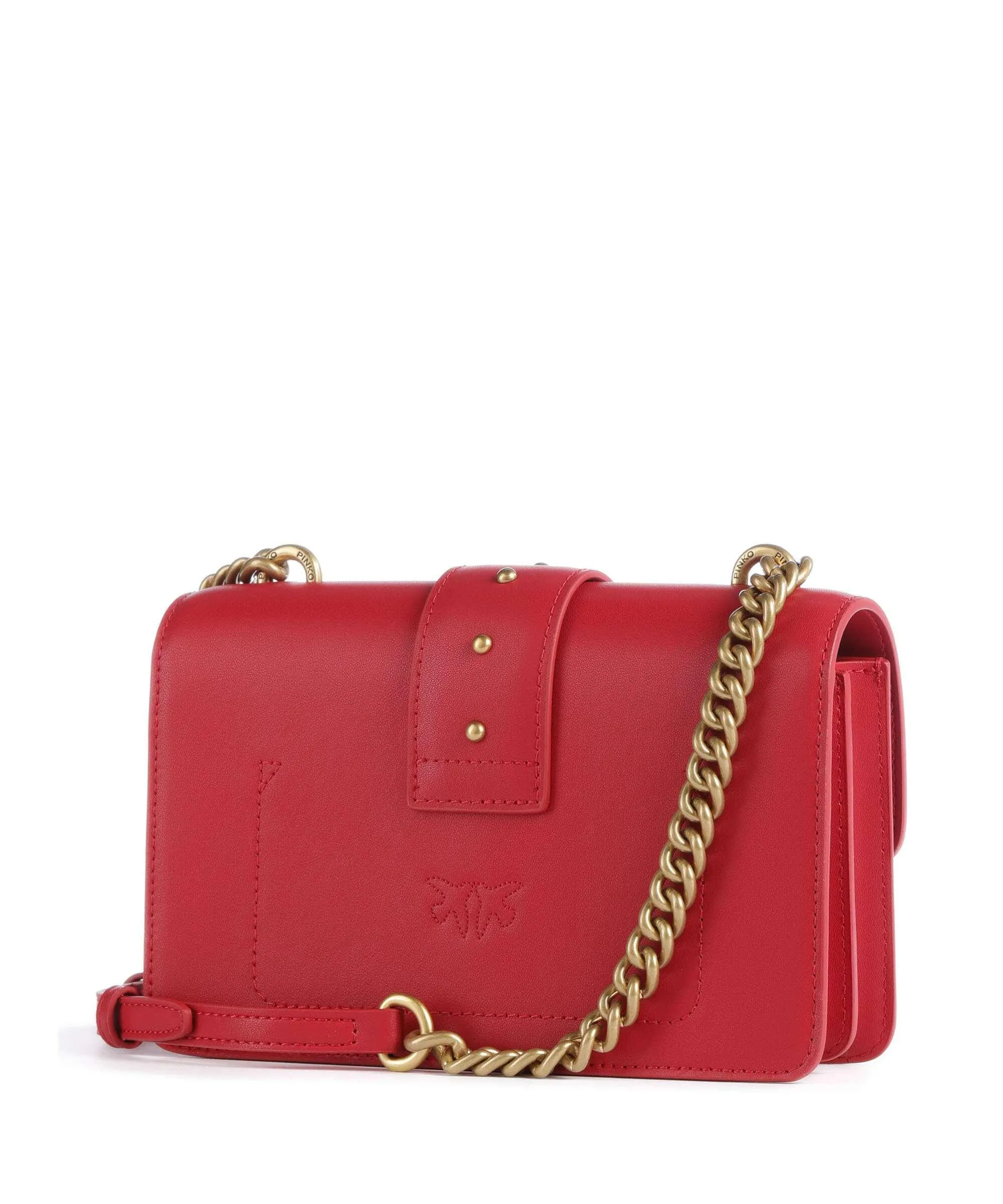  Pinko Love One Mini Borsa a tracolla pelle di vitello finemente grana rosso  