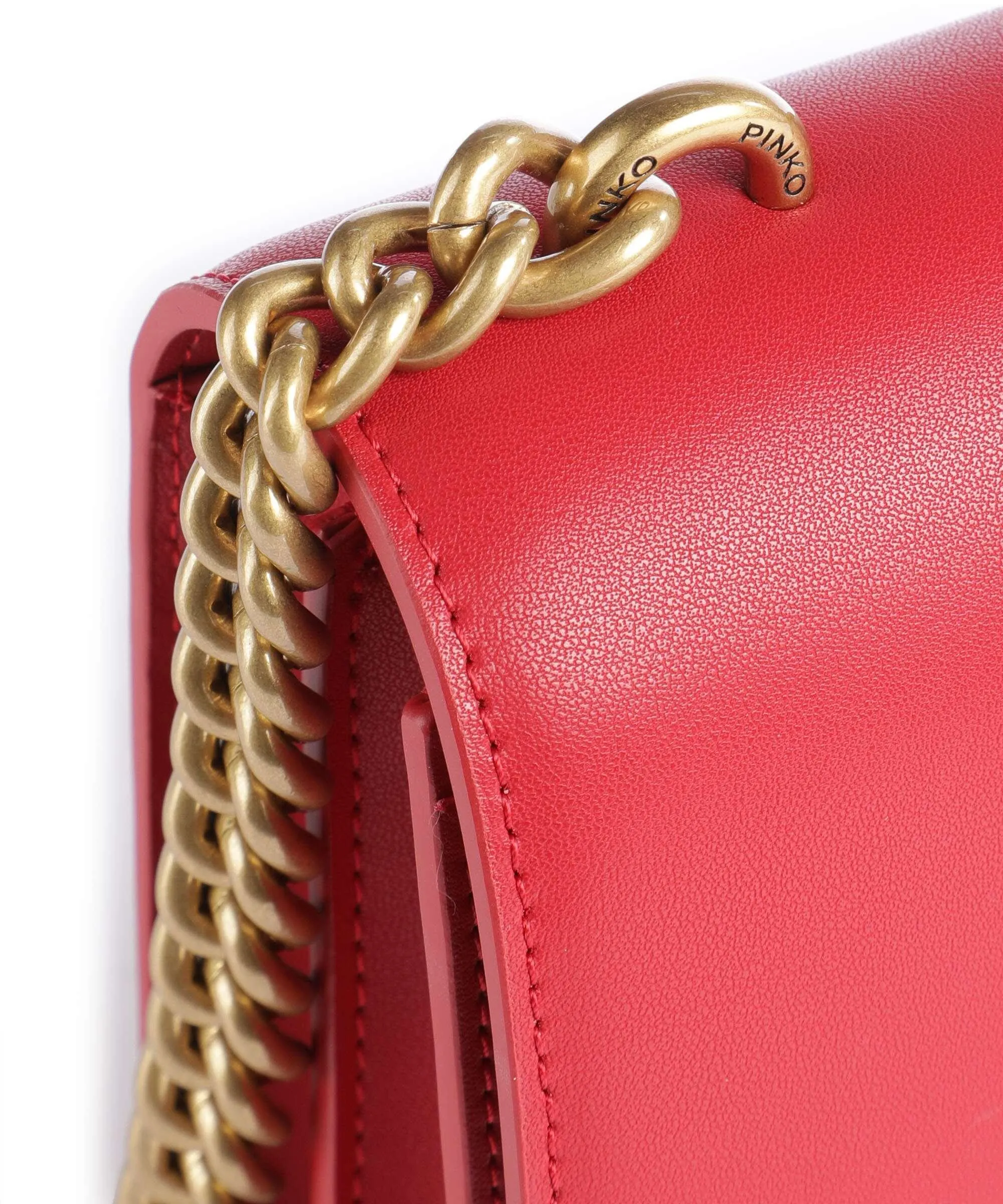  Pinko Love One Mini Borsa a tracolla pelle di vitello finemente grana rosso  