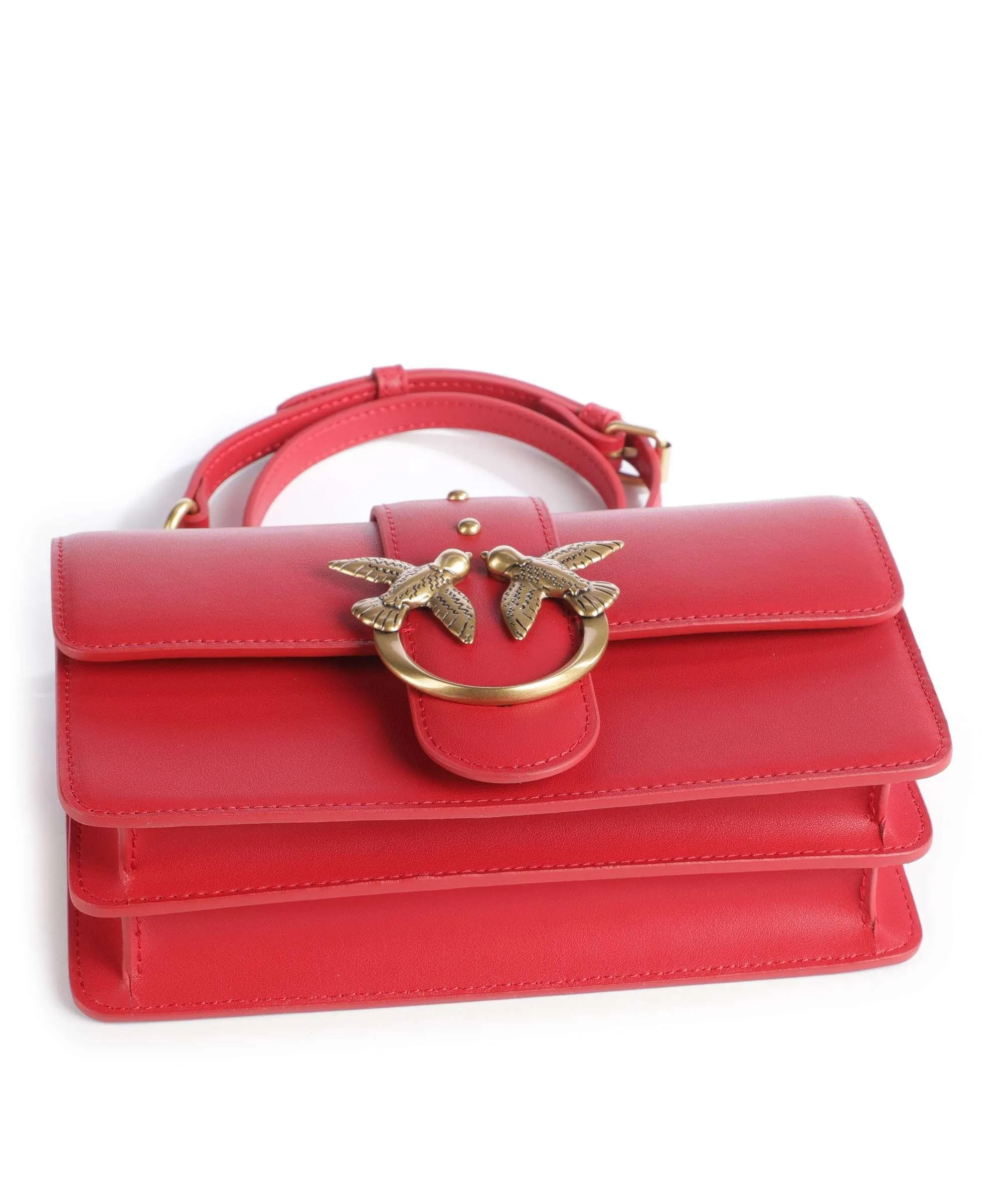  Pinko Love One Mini Borsa a tracolla pelle di vitello finemente grana rosso  