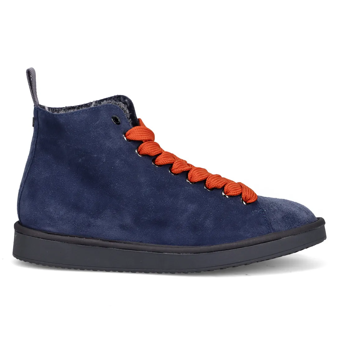 Polacchino da uomo Panchic P01 blu in suede con lacci arancio